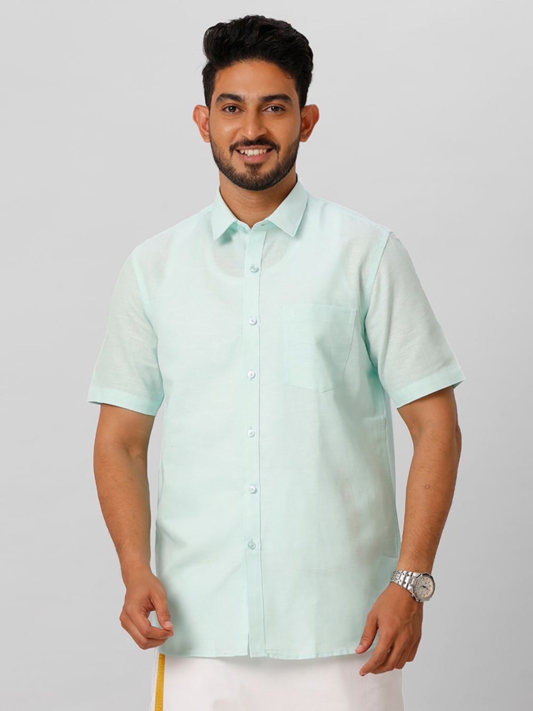 

Ramraj Spread Collar Cotton Casual Shirt, Sea green