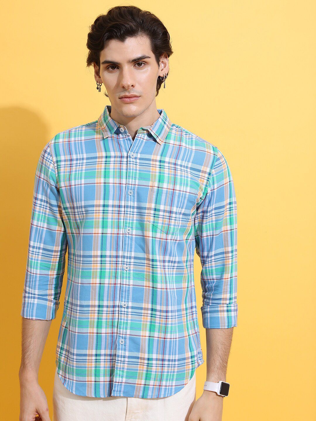 

HIGHLANDER Blue Slim Fit Tartan Checked Casual Shirt