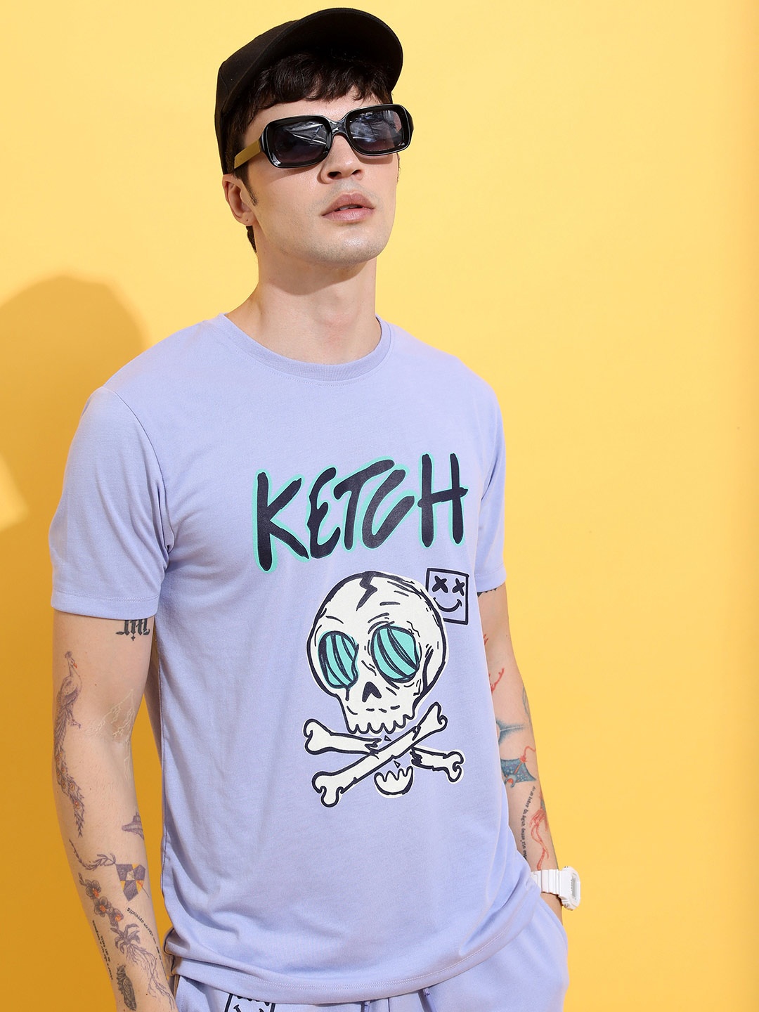 

KETCH Graphic Printed Round Neck T-shirt, Lavender