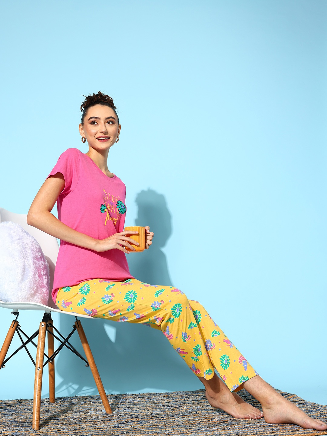 

ETC Floral Printed Night Suit, Pink