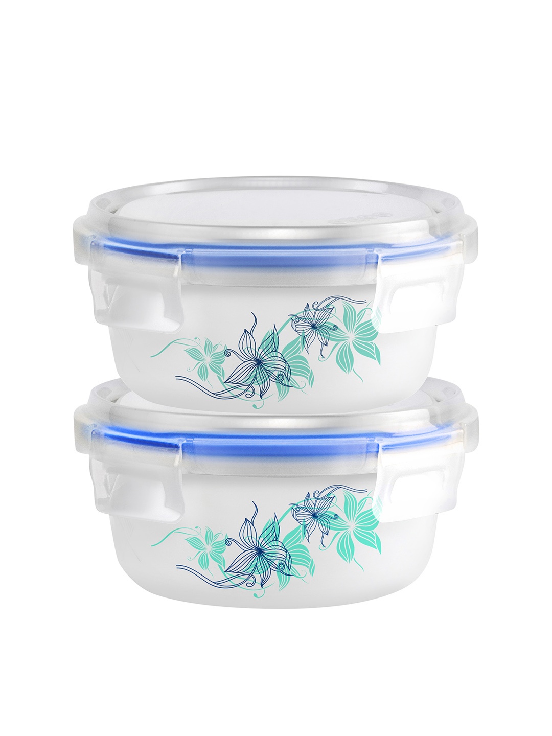 

Cello 2-Pieces Blue Opalware Storage Container, White