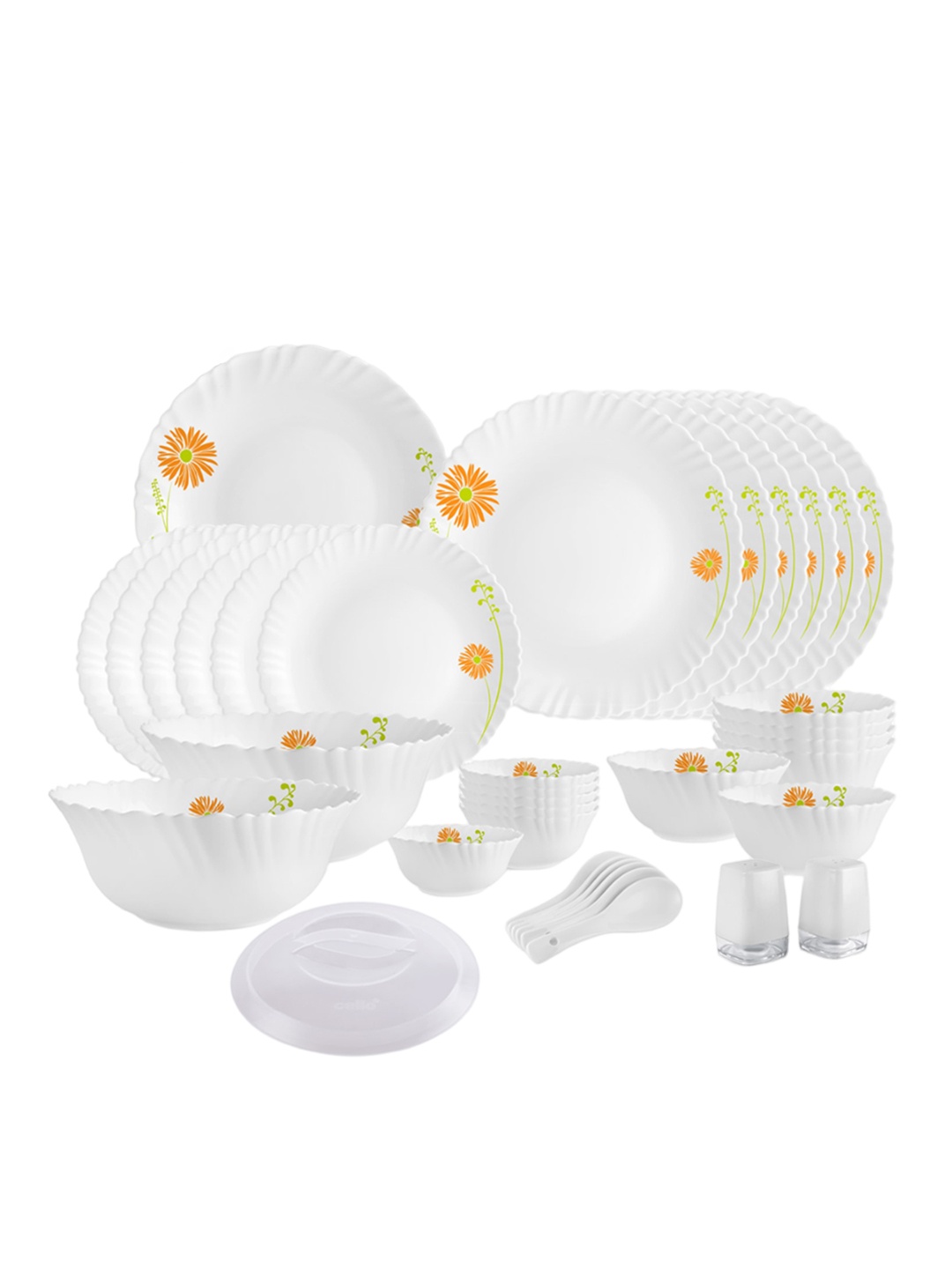 

Cello Dazzle Set of 37 Microwave and Dishwasher Safe Livid Lilac Opalware Dinner Set, White