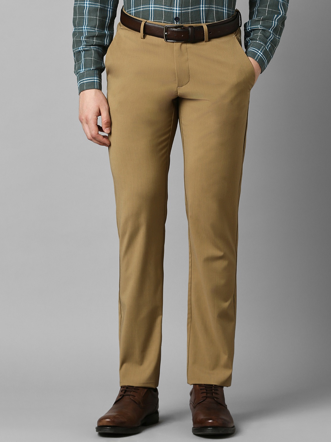 

Allen Solly Men Slim Fit Mid-Rise Trousers, Khaki