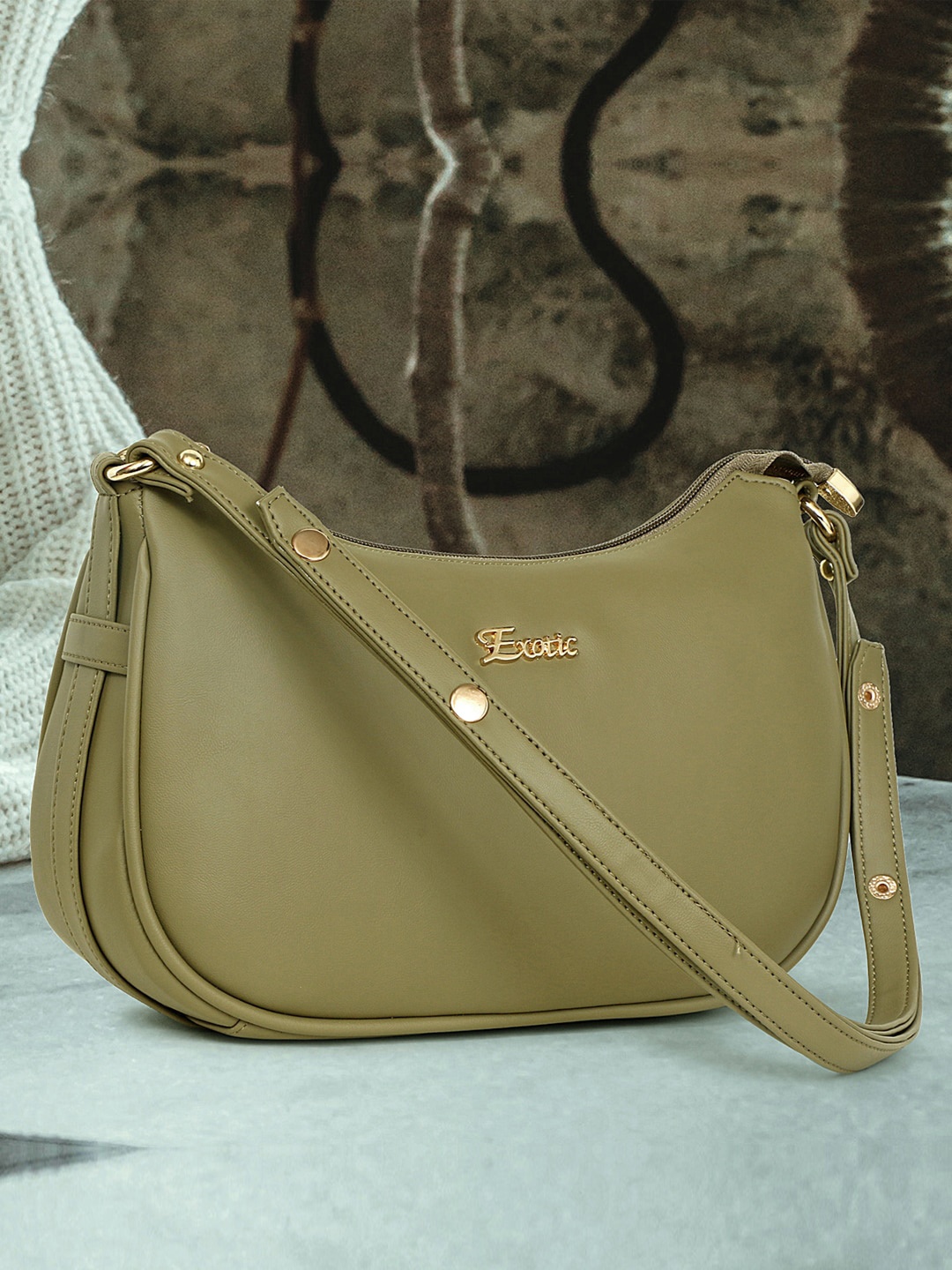

Exotic PU Water Resistant Structured Handheld Bag, Olive