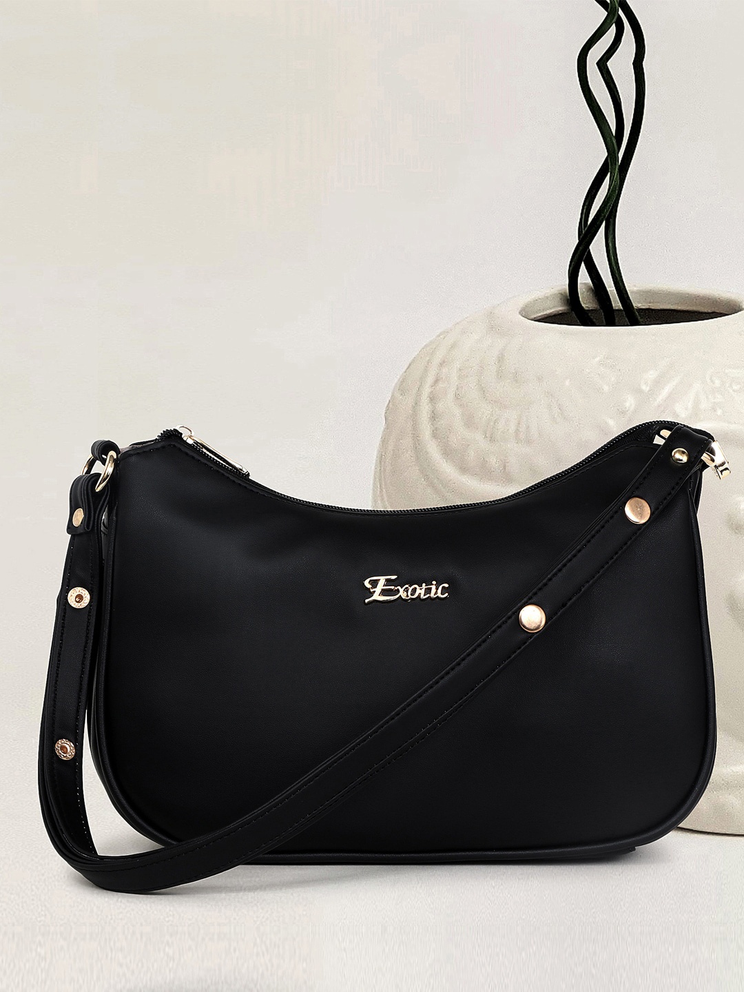 

Exotic Structured Sling Bag, Black