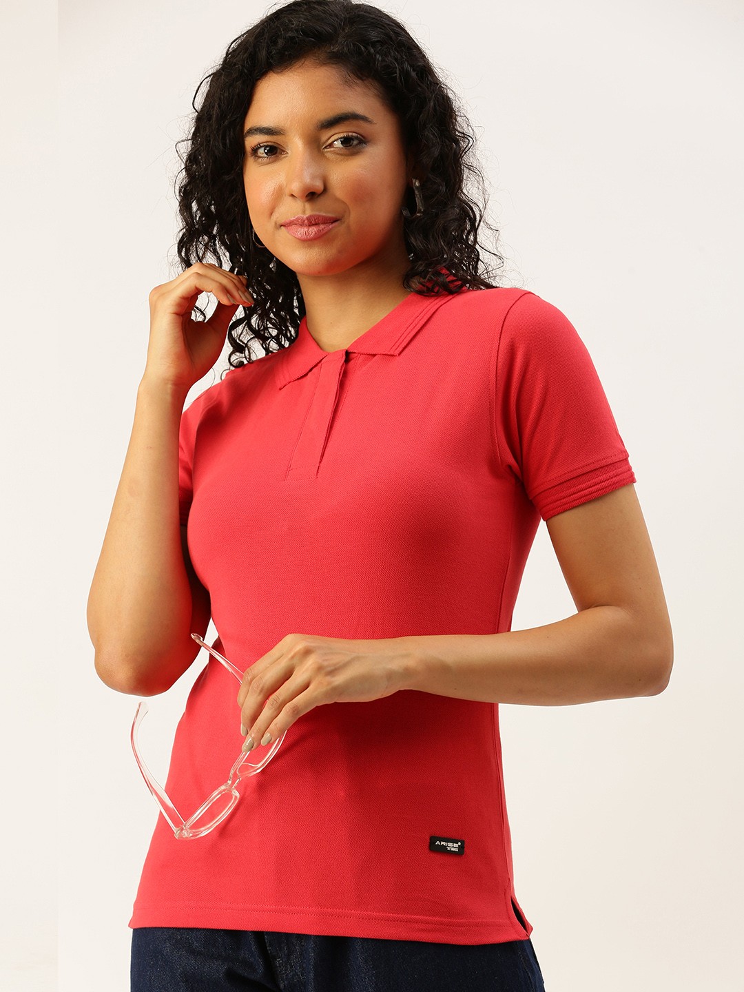 

ARISE Women Polo Collar Bio Finish T-shirt, Pink