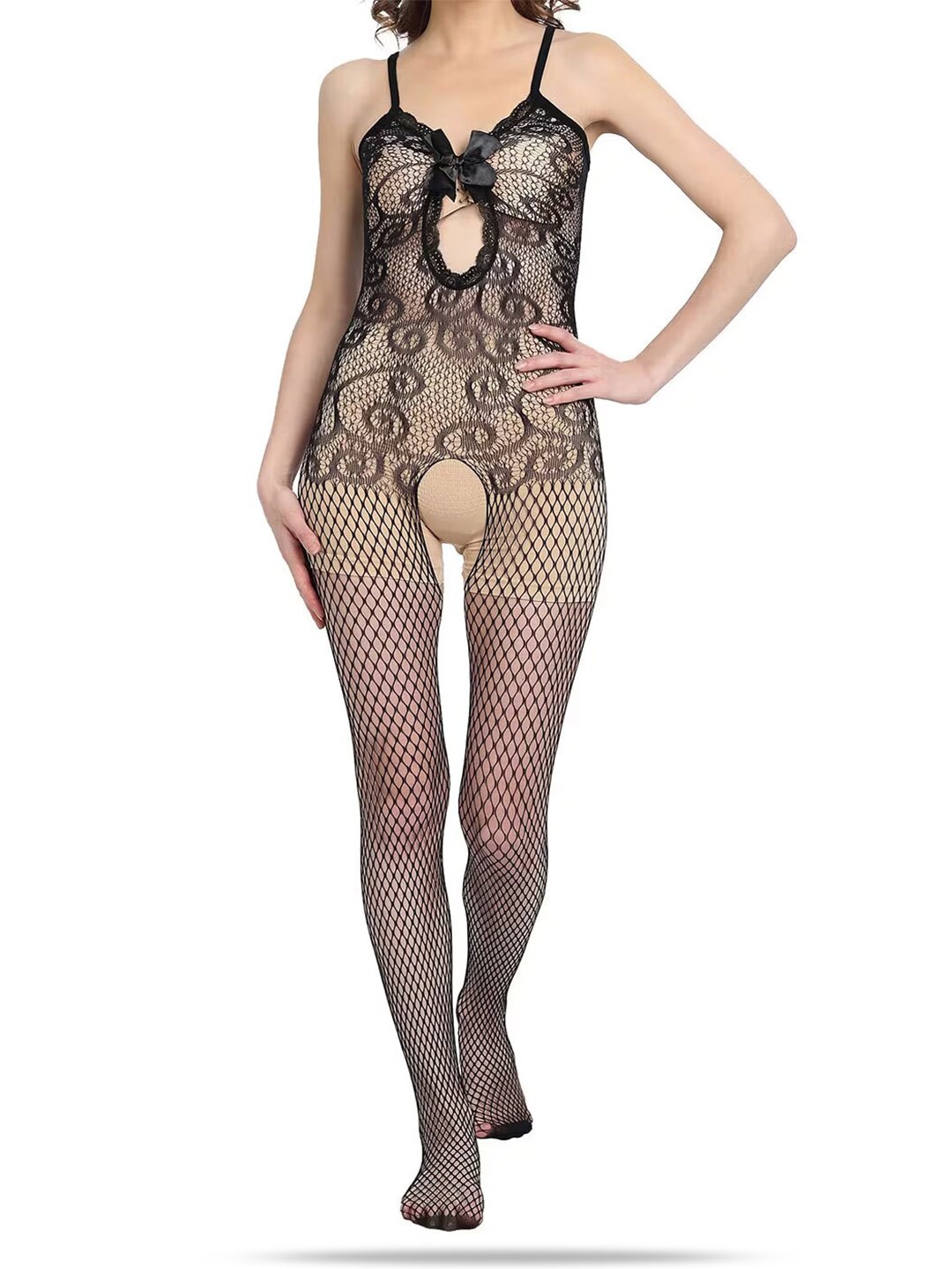 

3mads Cut Out Self Design Baby Doll, Black