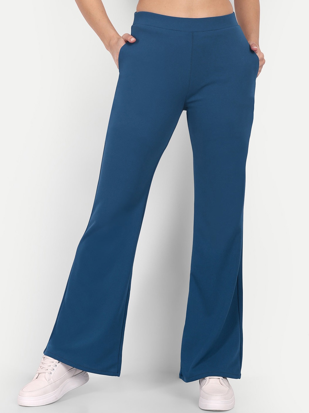 

Next One Women Relaxed Flared High-Rise Easy Wash Bootcut Trousers, Blue