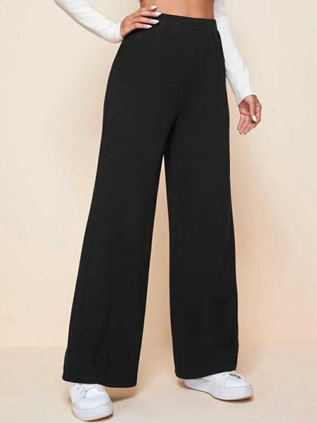 

Next One Women Classic Straight Fit High-Rise Parallel Trousers, Black