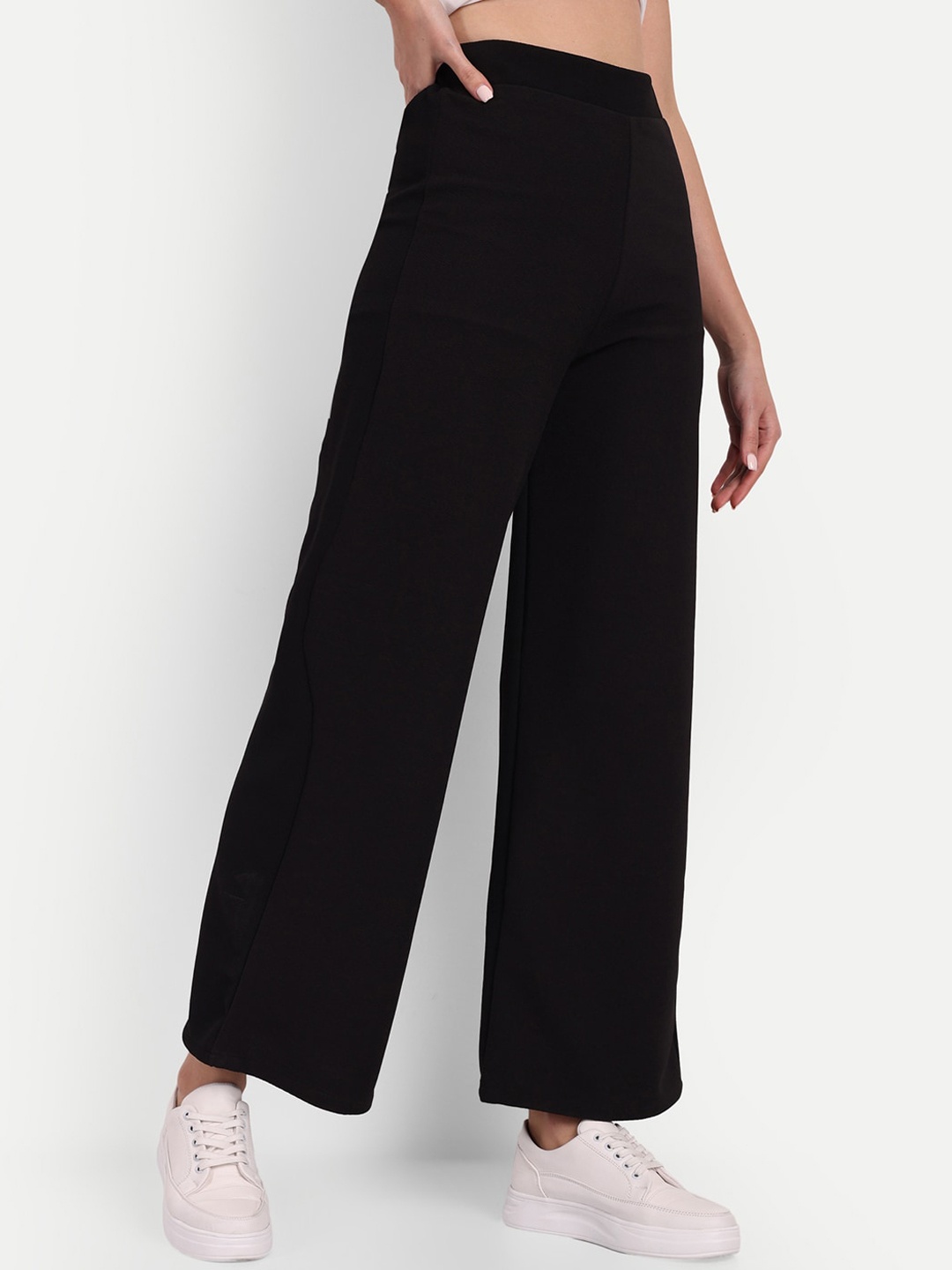 

Next One Women Smart Loose Fit High-Rise Easy Wash Trousers, Black