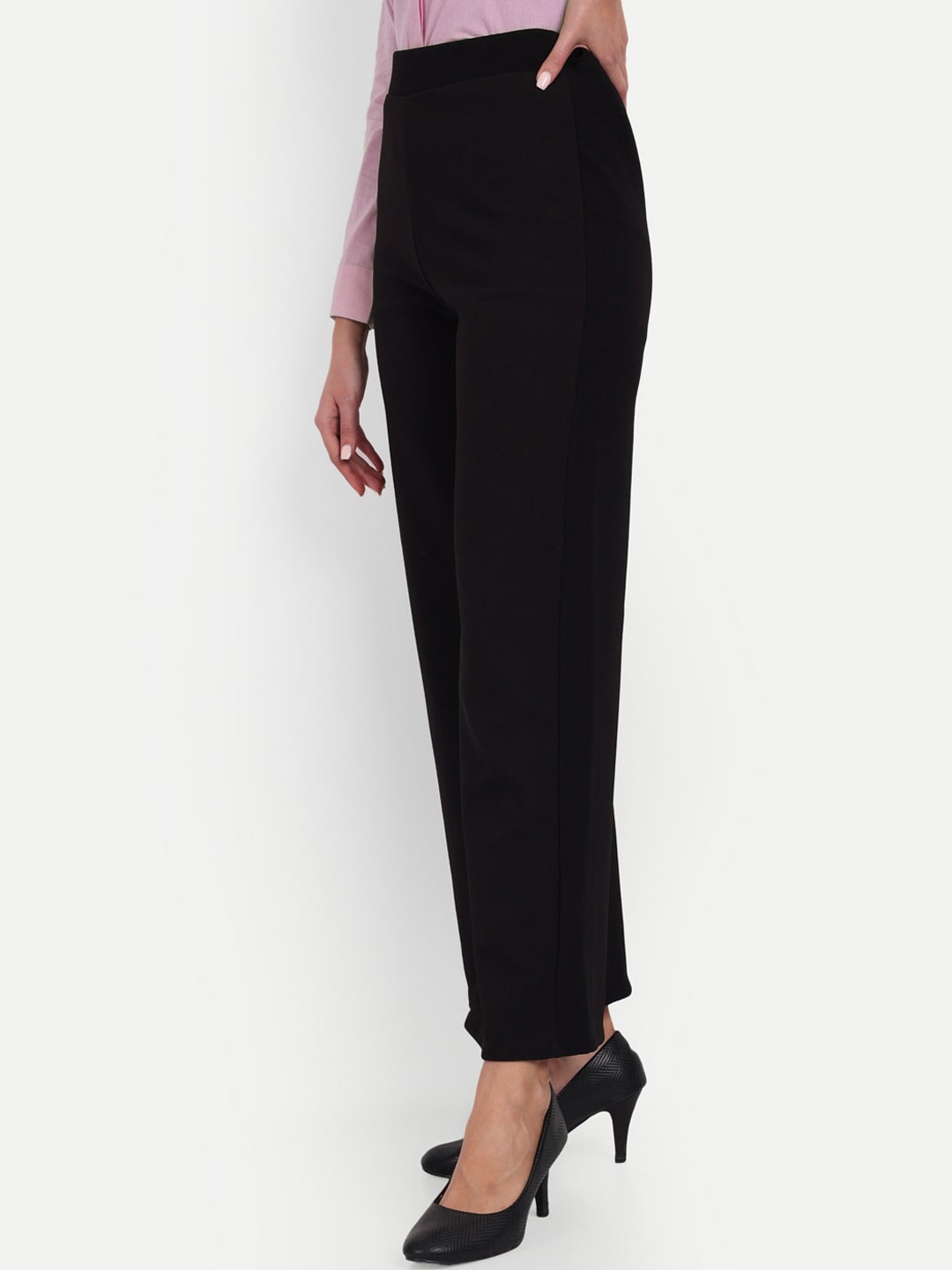 

Next One Women Smart Loose Fit High-Rise Trousers, Black