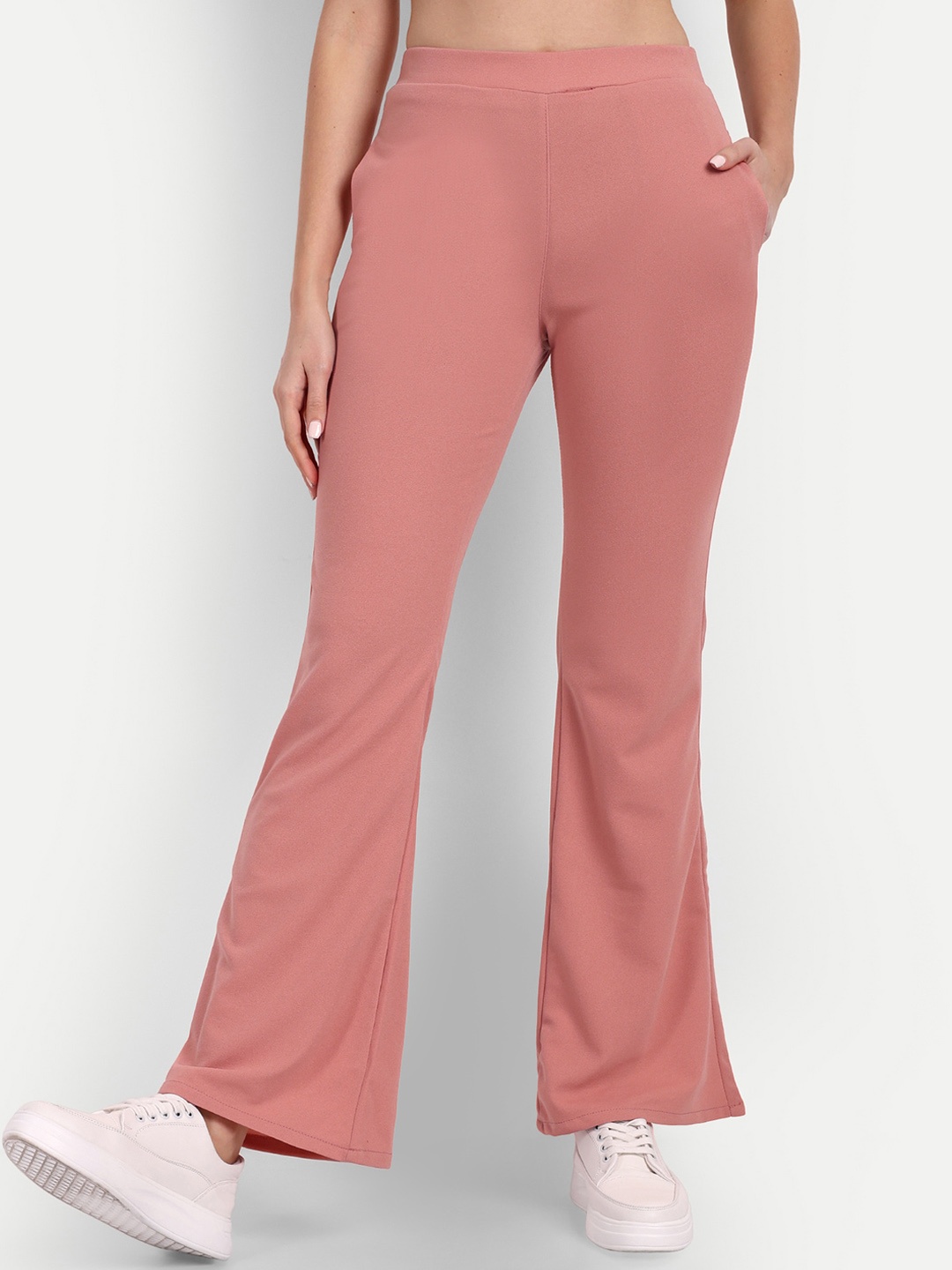 

Next One Women Relaxed Flared High-Rise Non Iron Bootcut Trousers, Pink