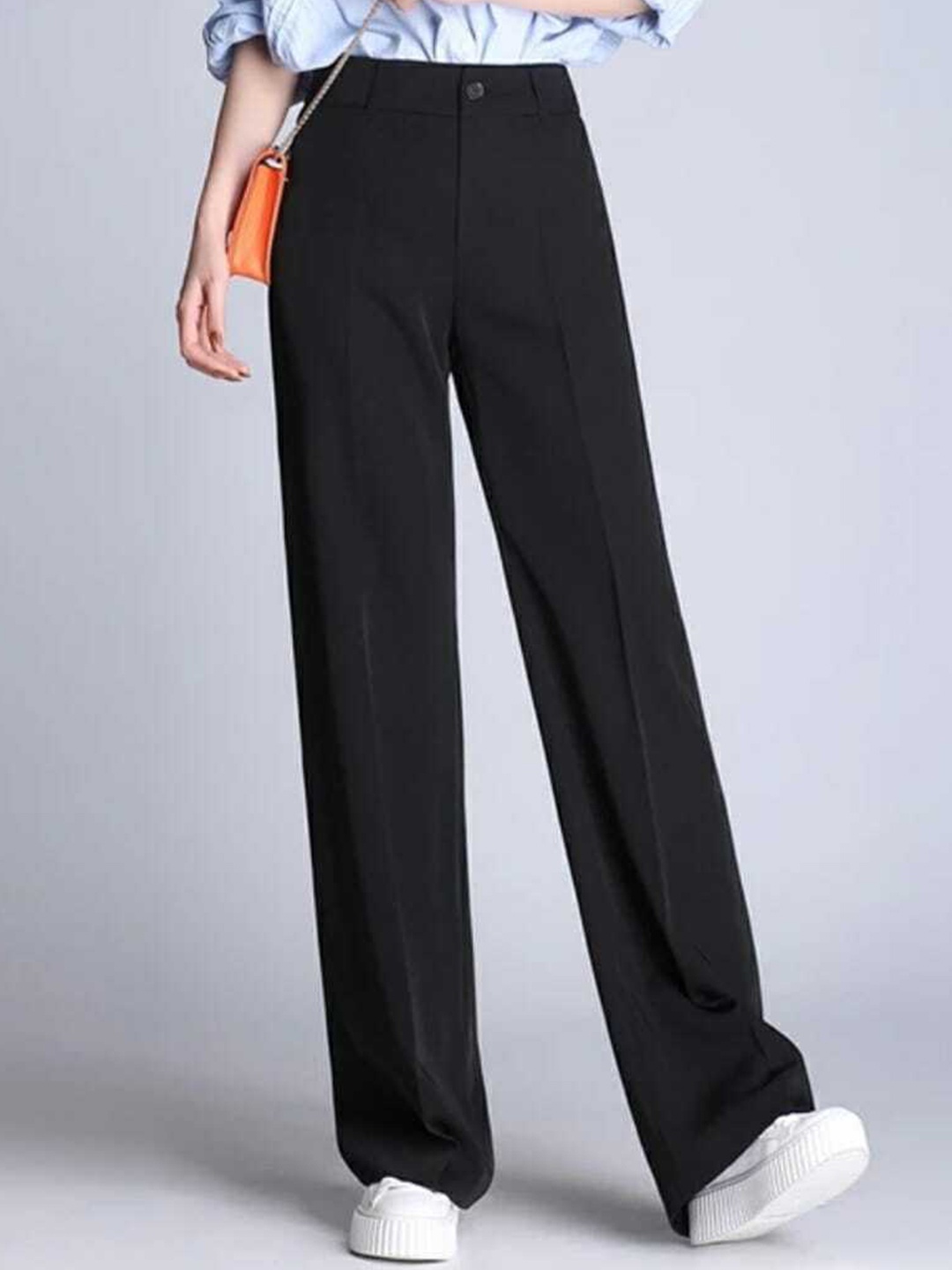 

Next One Women Smart Straight Fit High-Rise Parallel Trousers, Black