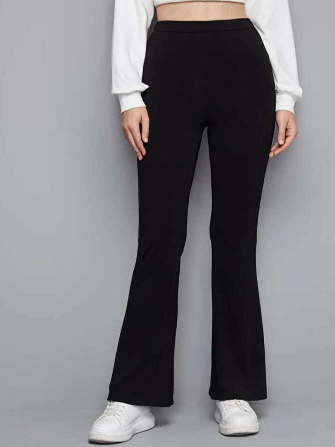 

Next One Women Relaxed Straight Leg Flared High-Rise Bootcut Trousers, Black