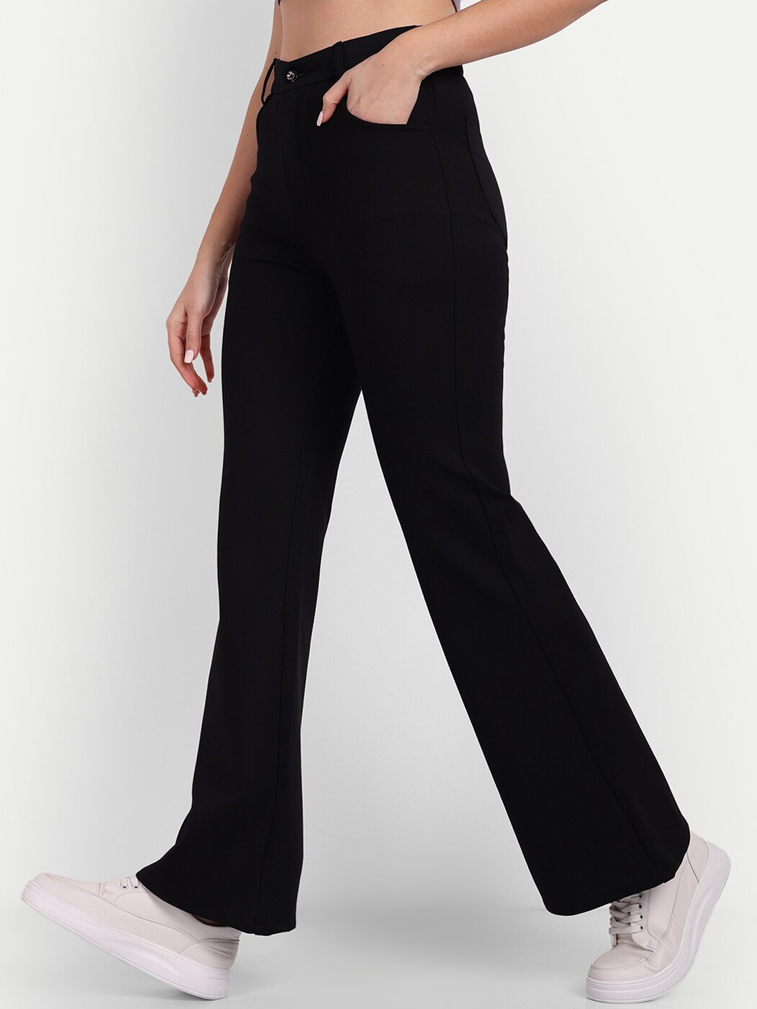 

Next One Women Smart Flared High-Rise Bootcut Trousers, Black