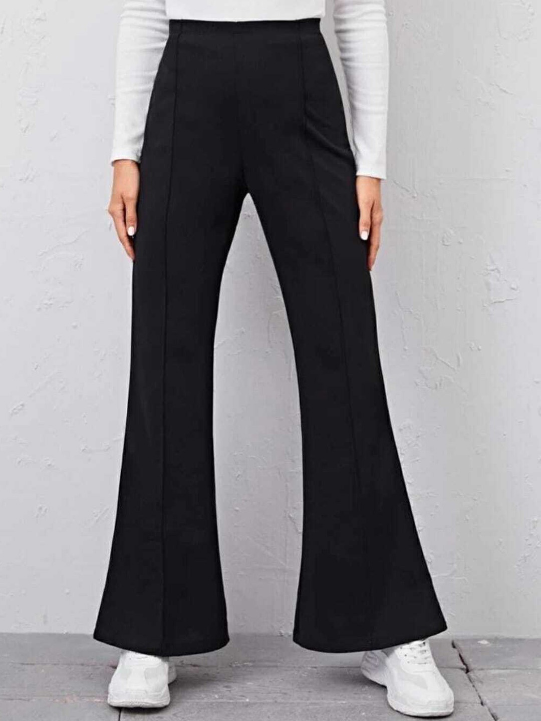 

Next One Women Comfort Flared High-Rise Easy Wash Bootcut Trousers, Black