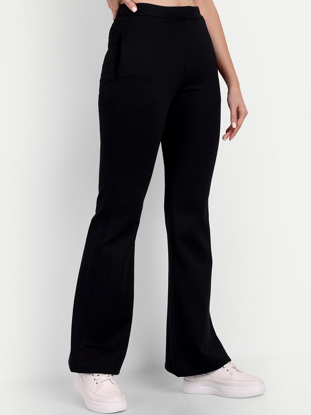 

Next One Women Smart Flared High-Rise Easy Wash Bootcut Trousers, Black