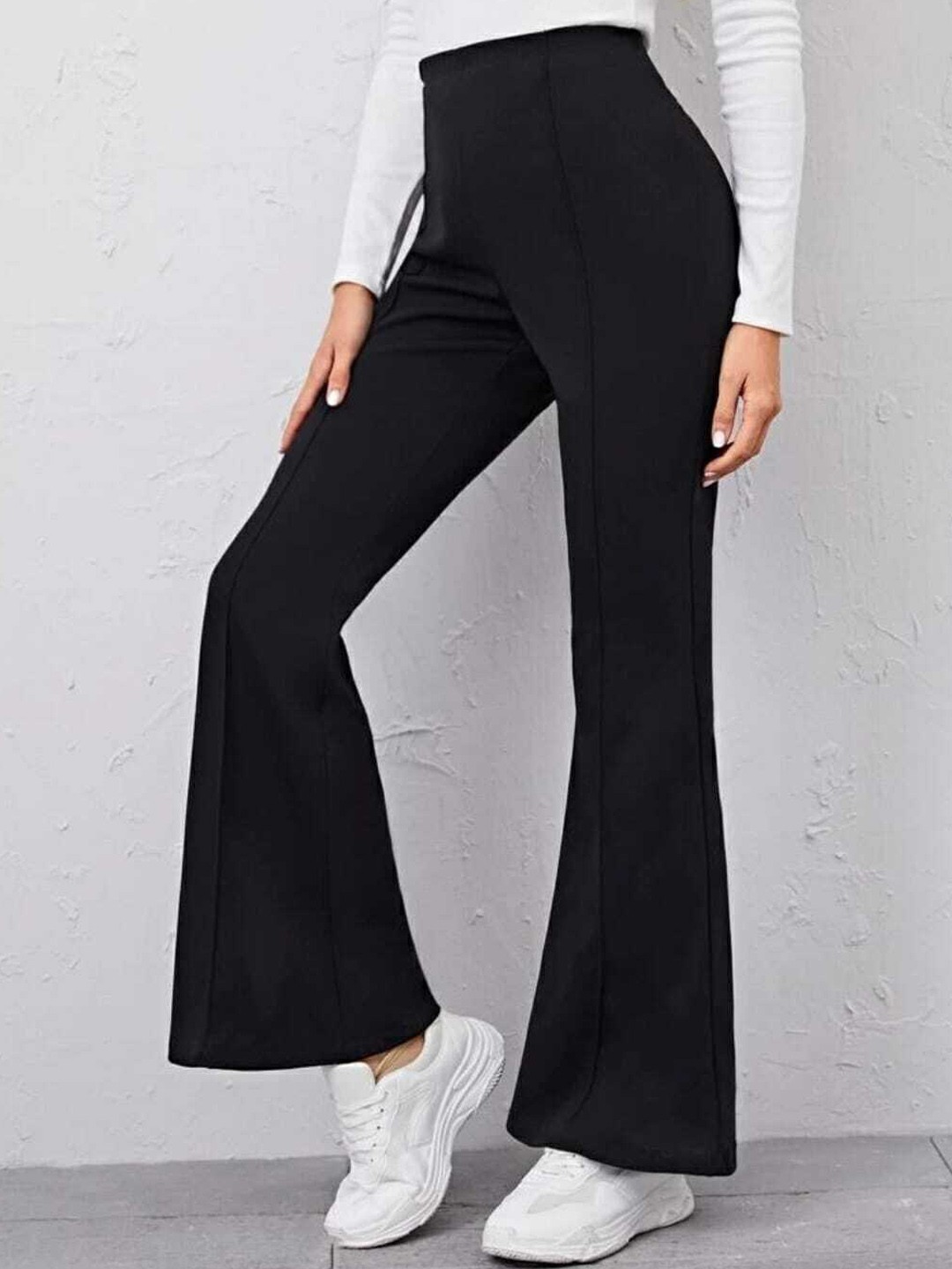 

Next One Women Flared High-Rise Easy Wash Bootcut Trousers, Black