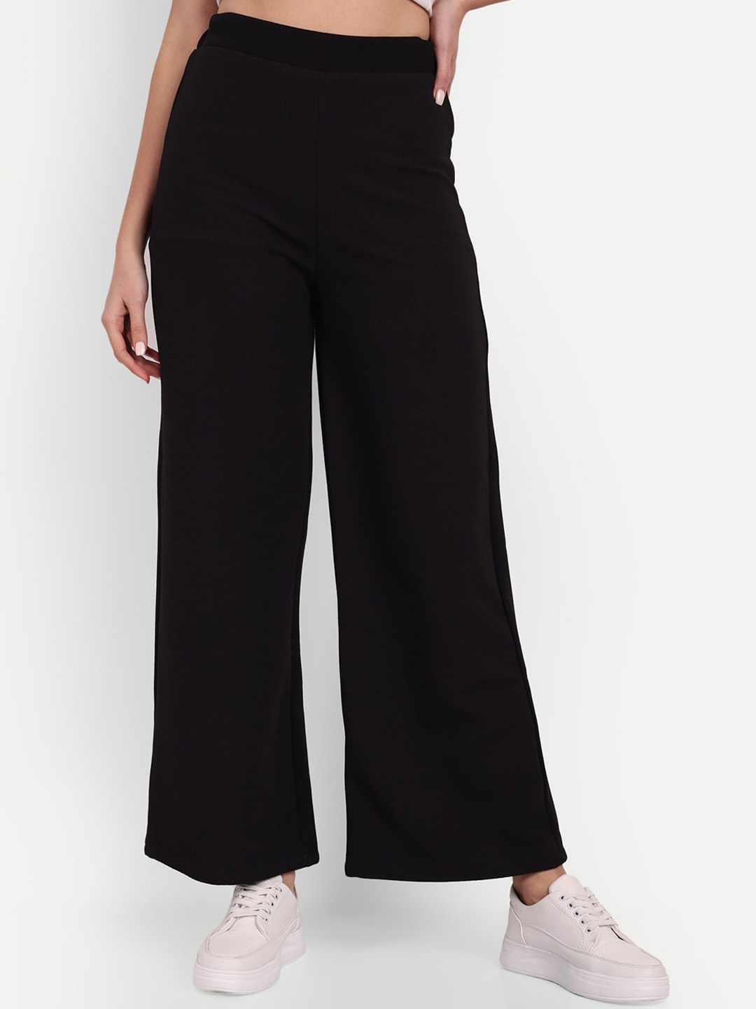 

Next One Women Smart Loose Fit High-Rise Trousers, Black