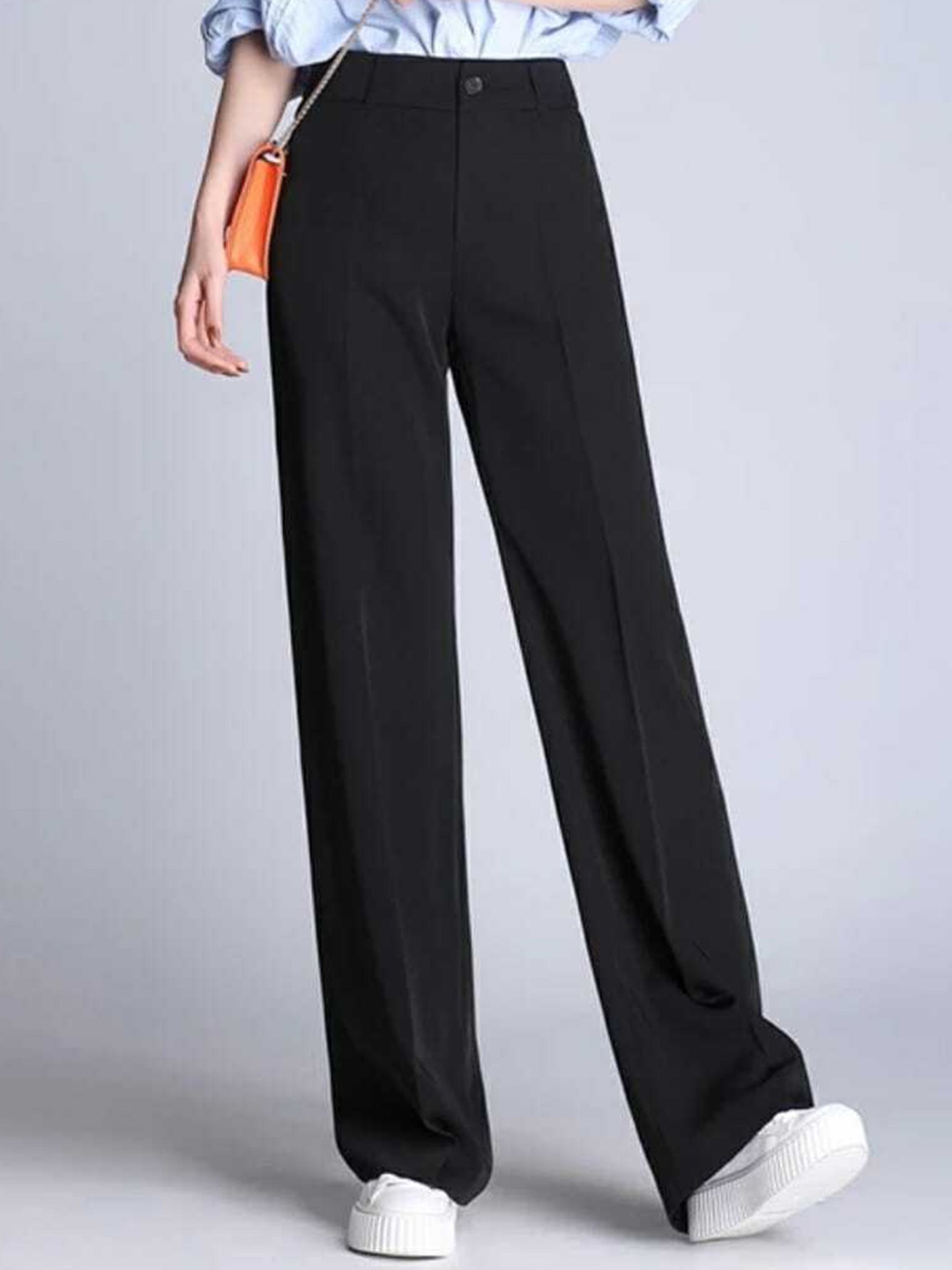 

Next One Women High-Rise Pleated Korean Trousers, Black