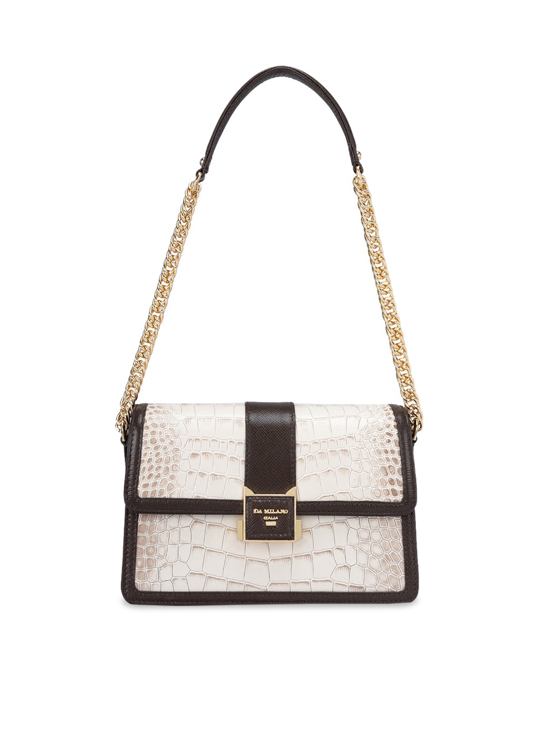 

Da Milano Textured Structured Leather Shoulder Bag, White