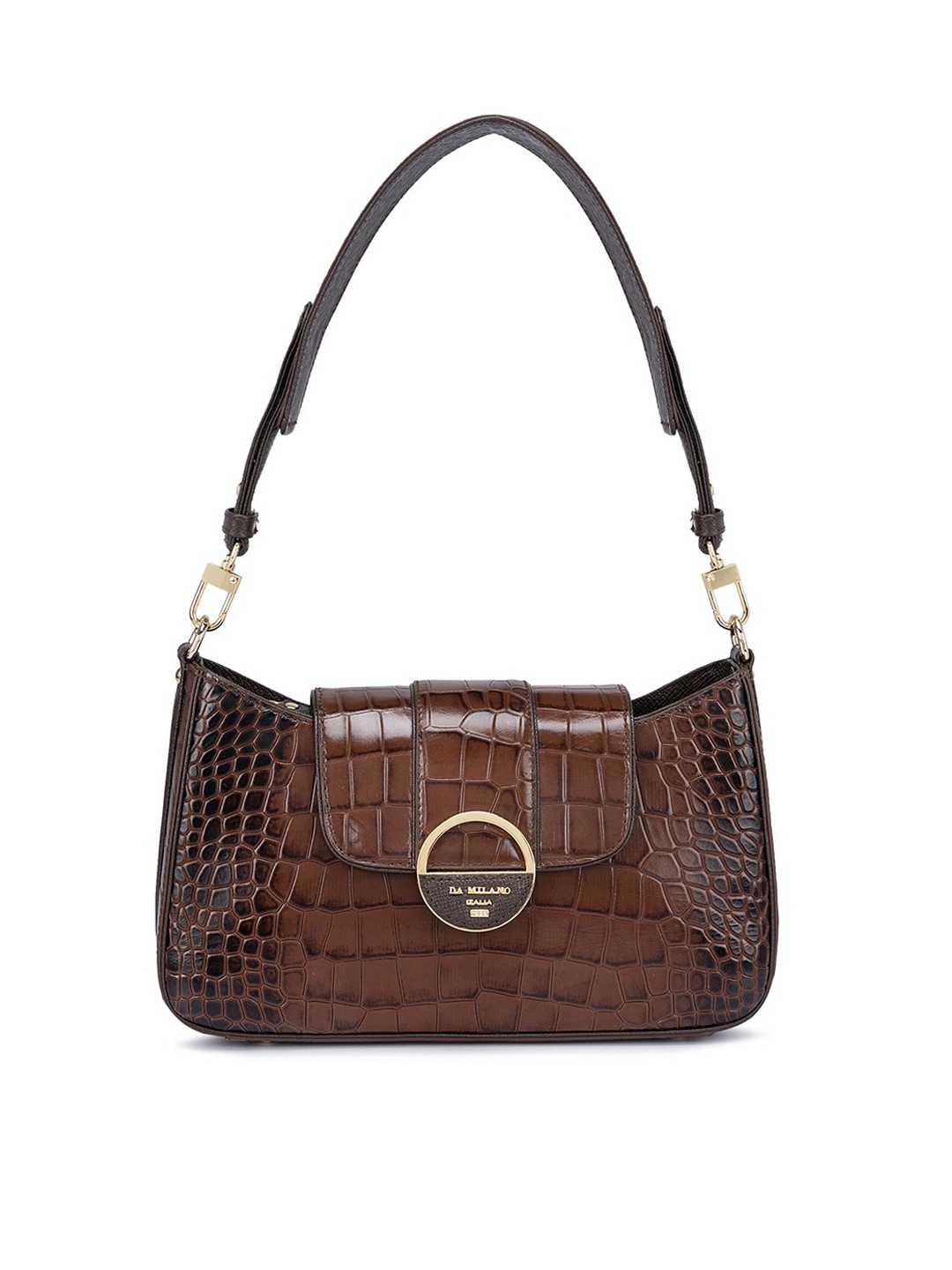 

Da Milano Textured Leather Structured Handheld Bag, Brown