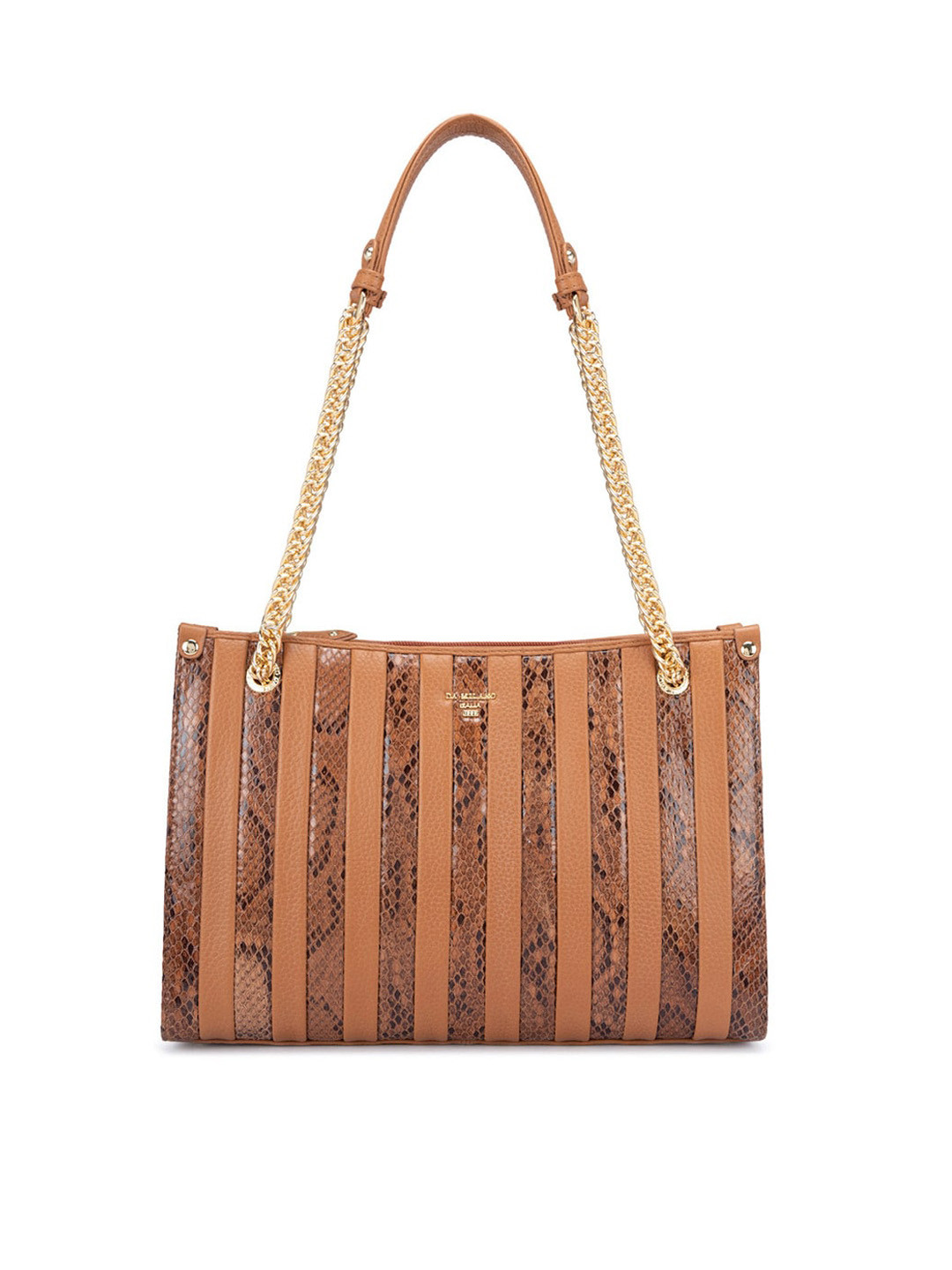 

Da Milano Animal Printed Oversized Leather Structured Shoulder Bag, Brown