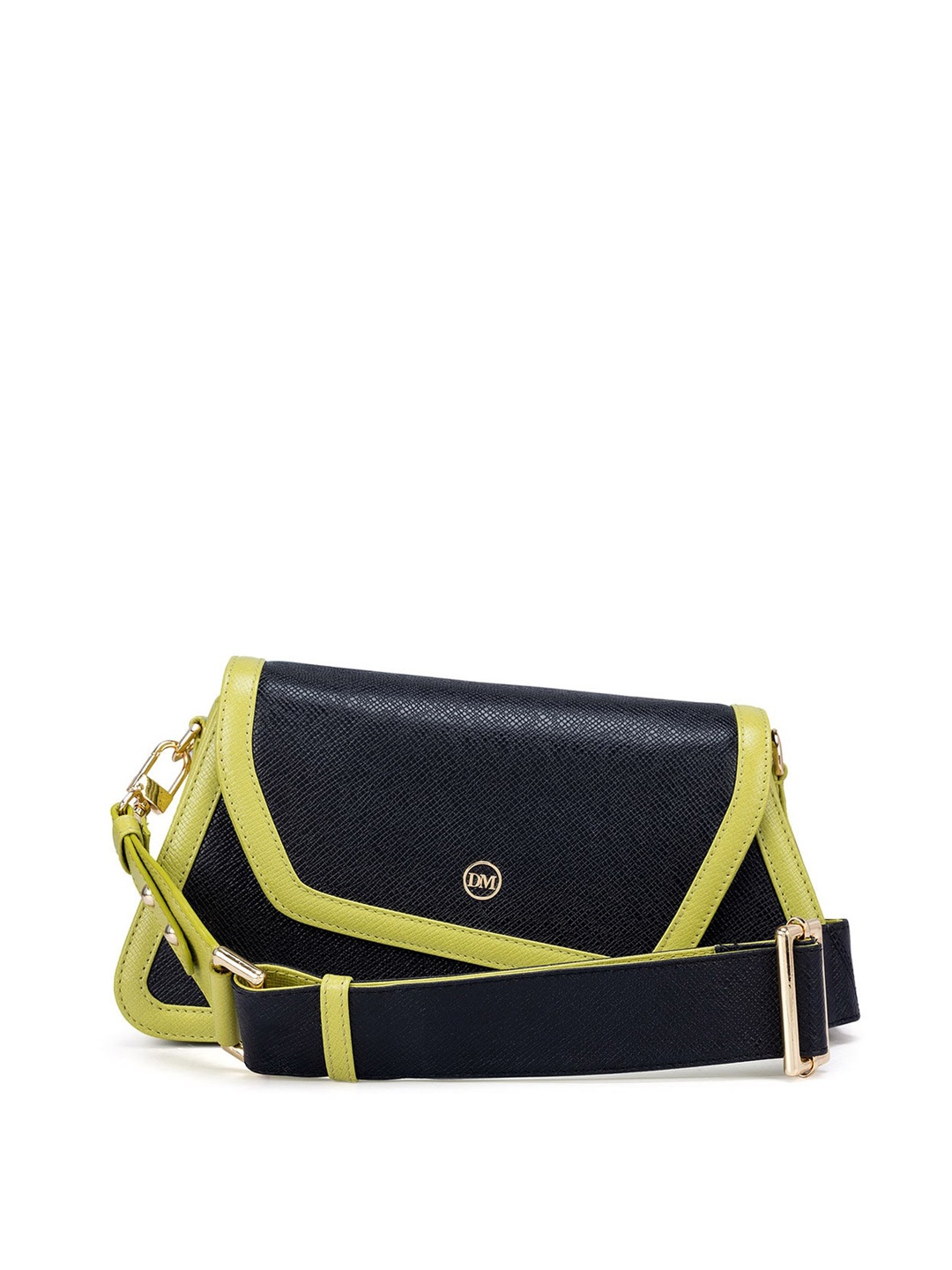 

Da Milano Women Colourblocked Leather Structured Shoulder Bag, Black