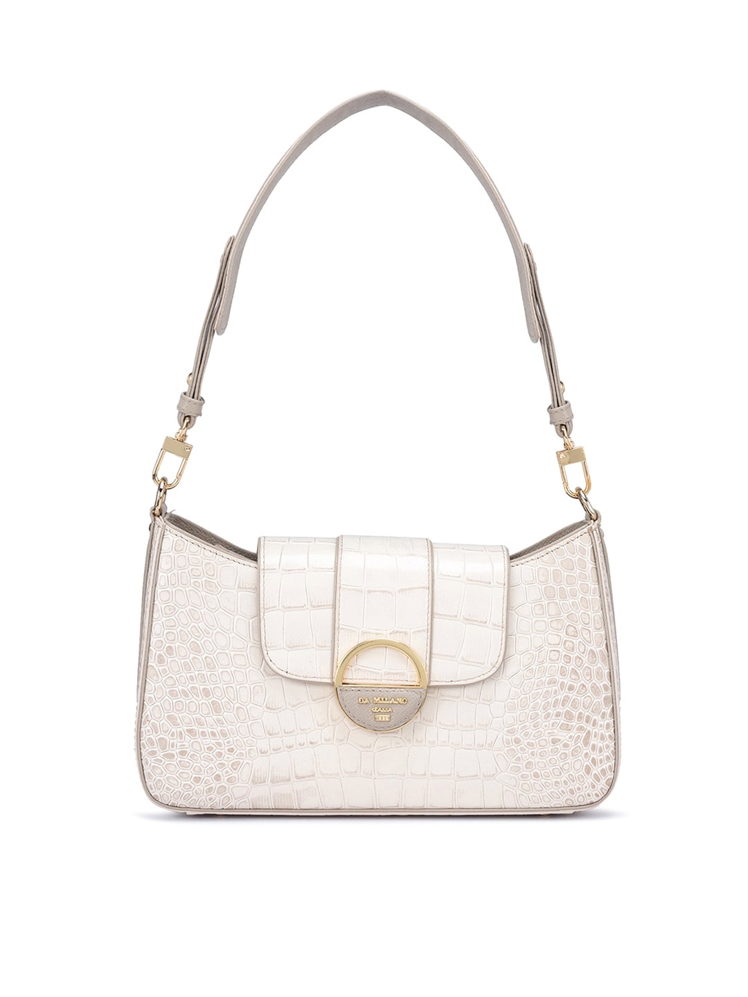 

Da Milano Women Leather Structured Handheld Bag, White