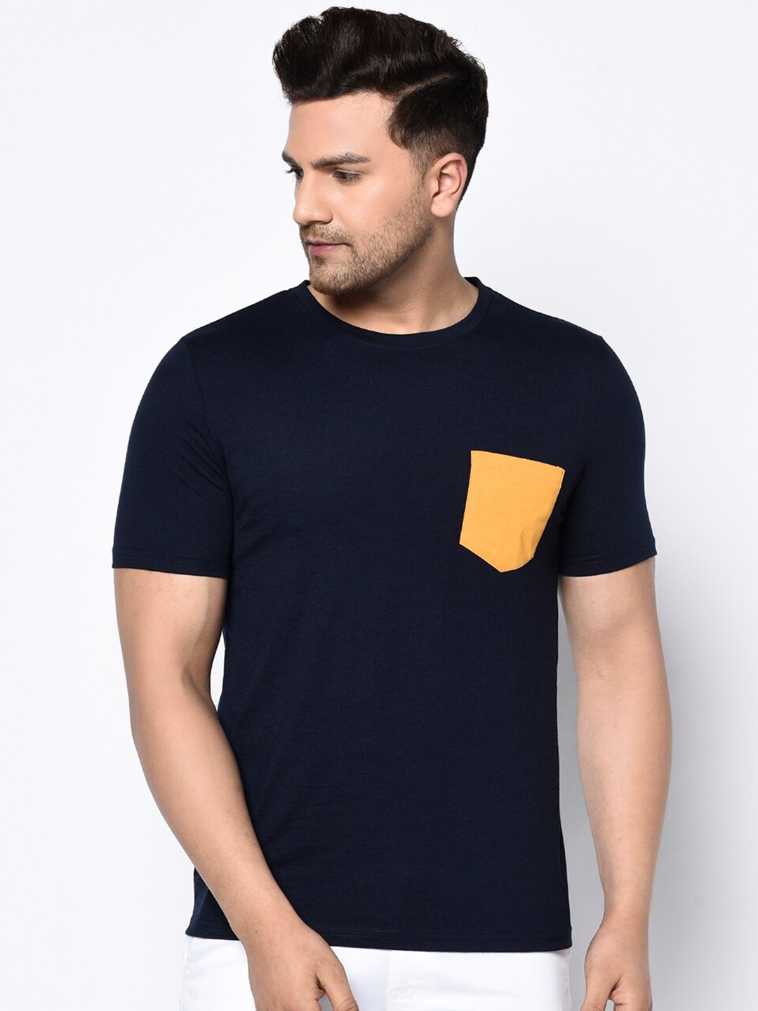

GLITO Round Neck Cotton T-shirt, Navy blue
