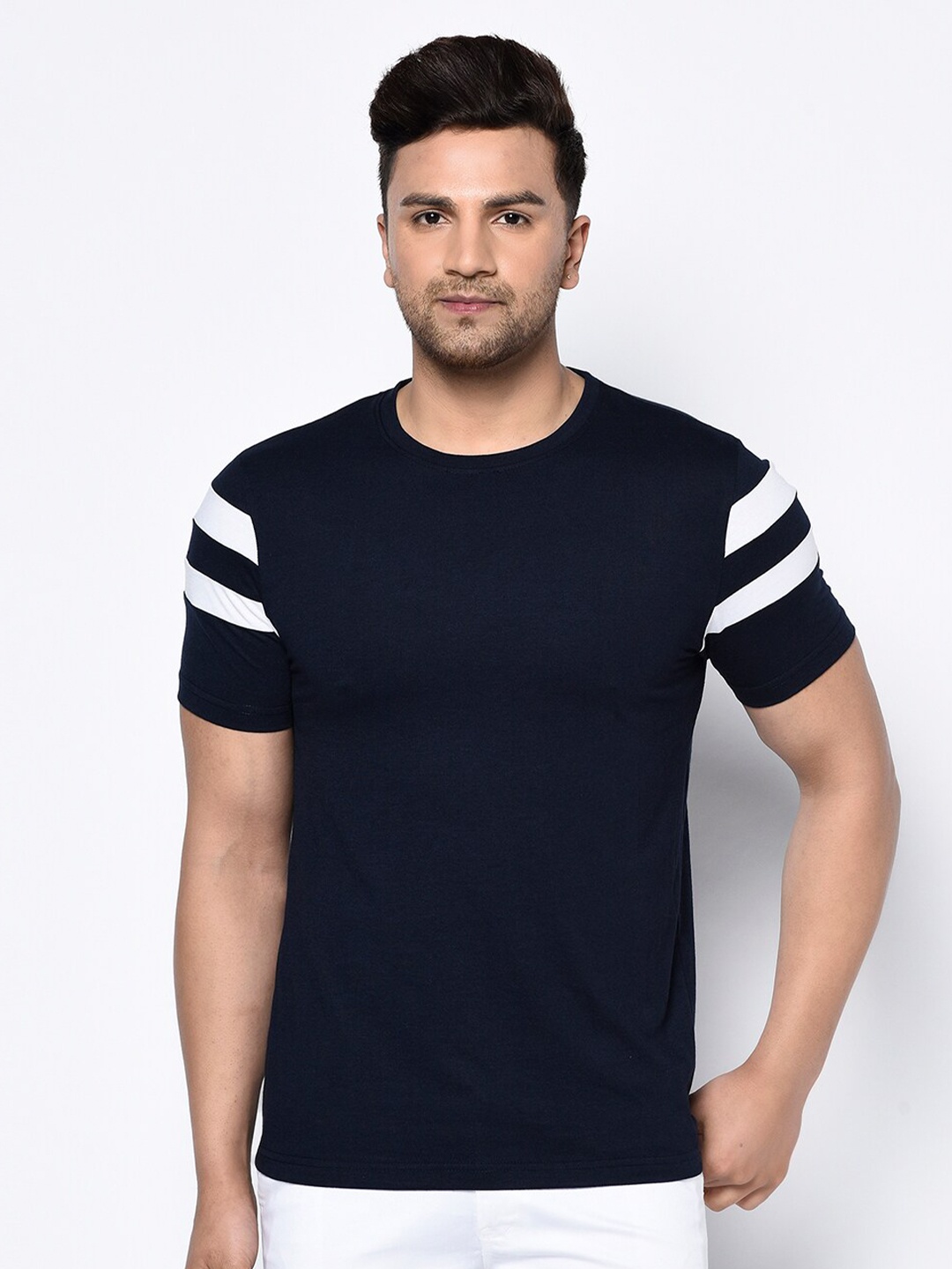 

GLITO Round Neck Cotton T-shirt, Navy blue