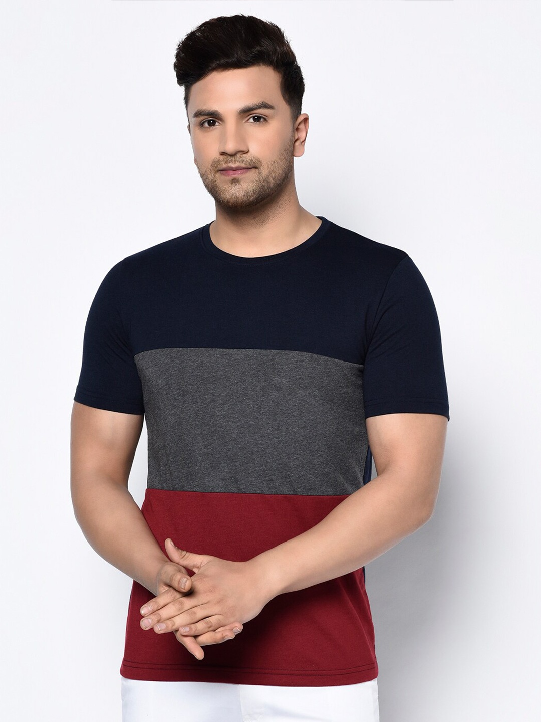 

GLITO Colourblocked Cotton T-shirt, Blue
