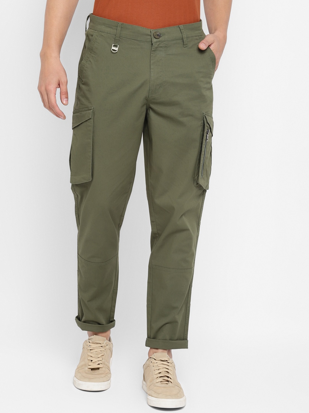 

Red Chief Men Cotton Cargos Trousers, Olive