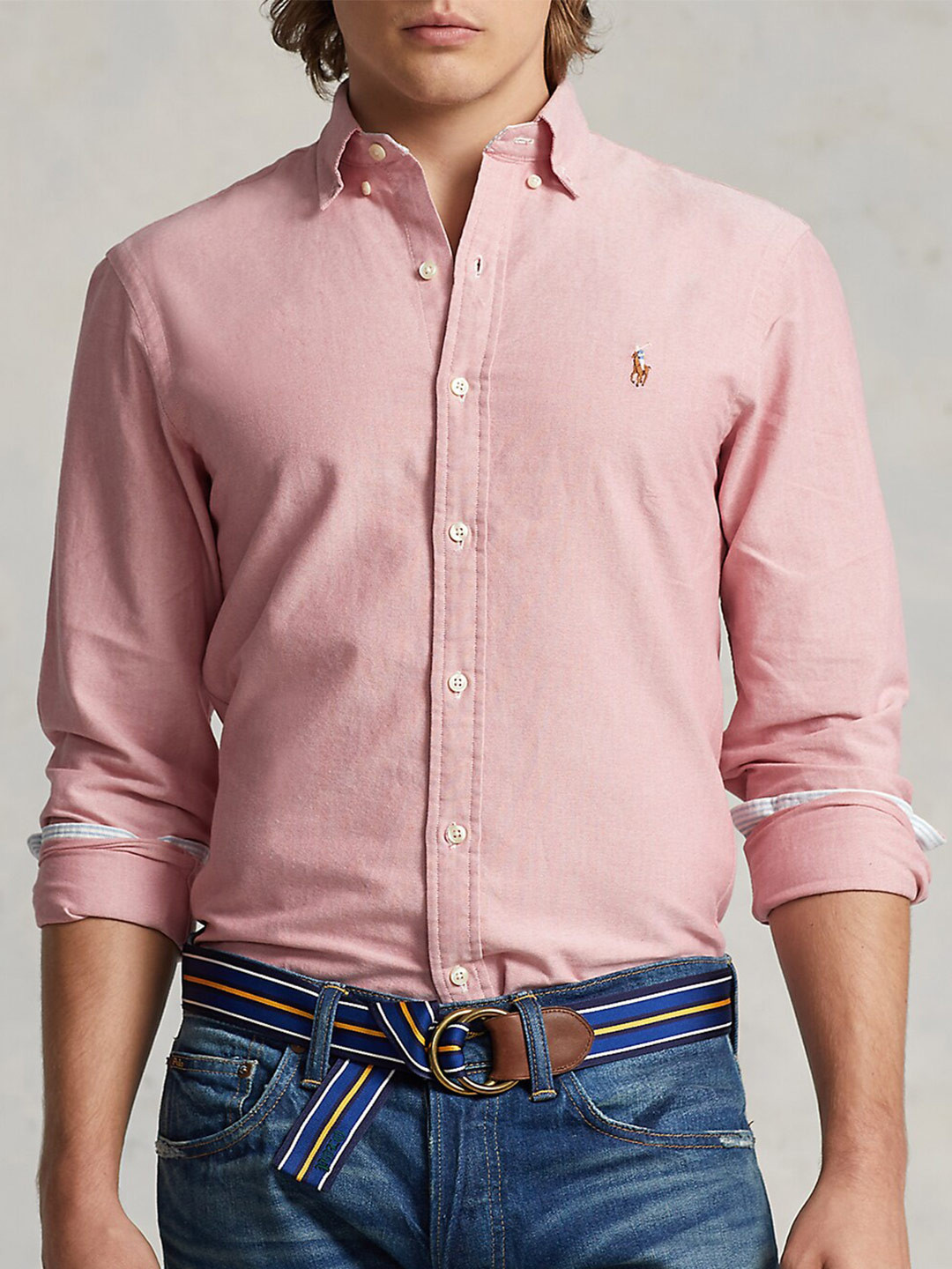 

Polo Ralph Lauren Button-Down Collar Denim Cotton Formal Shirt, Pink