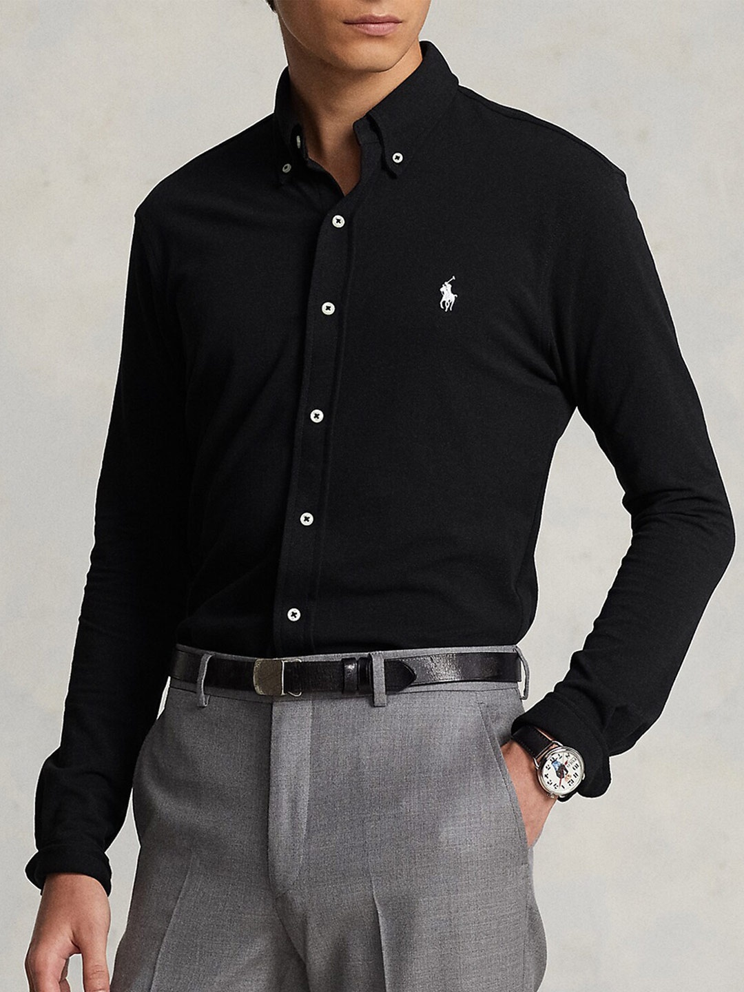 

Polo Ralph Lauren Button-Down Collar Denim Cotton Casual Shirt, Black