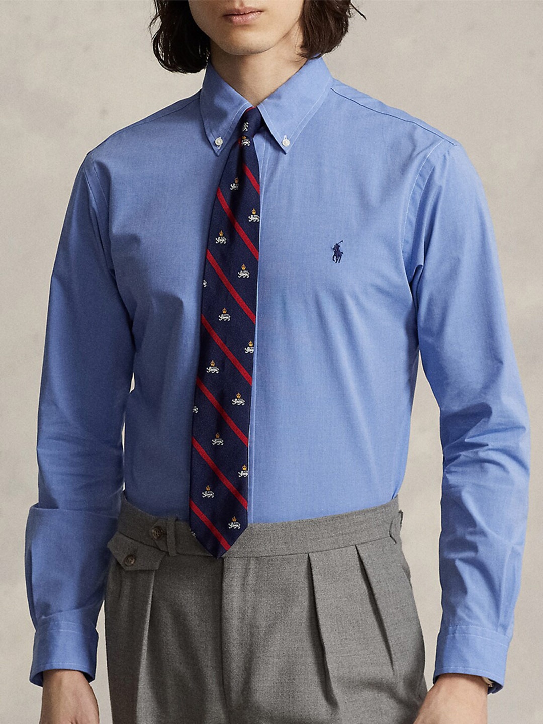 

Polo Ralph Lauren Button-Down Collar Denim Cotton Formal Shirt, Blue