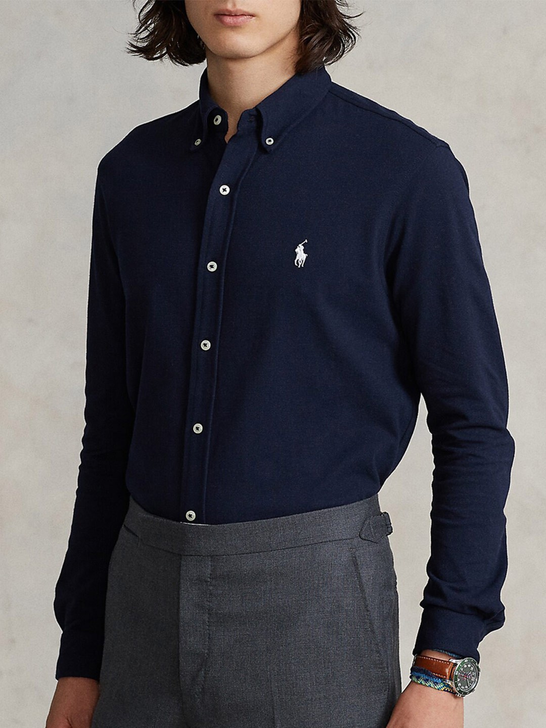 

Polo Ralph Lauren Button-Down Collar Denim Cotton Formal Shirt, Navy blue