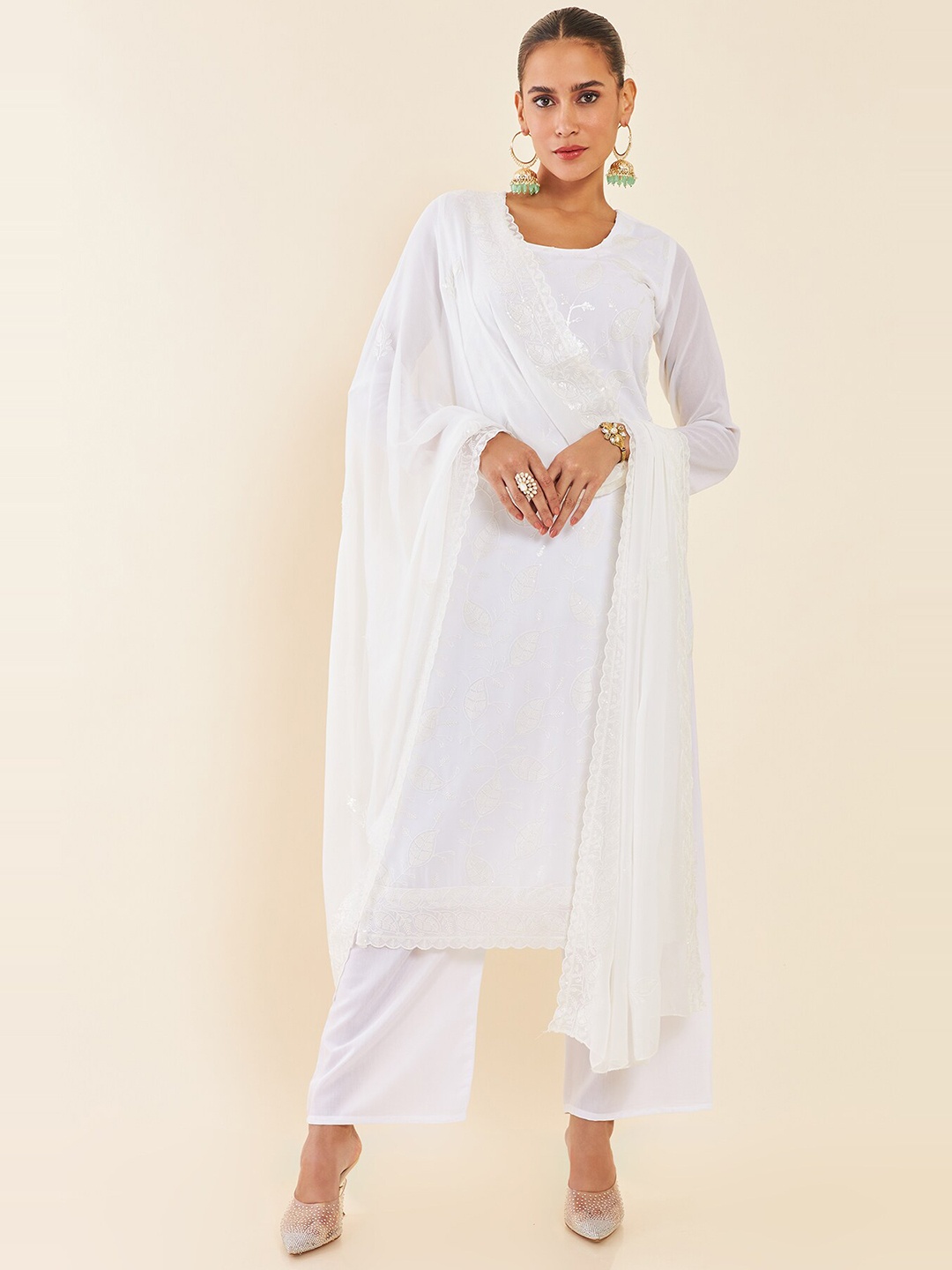 

Soch Off White Embellished Unstitched Dress Material