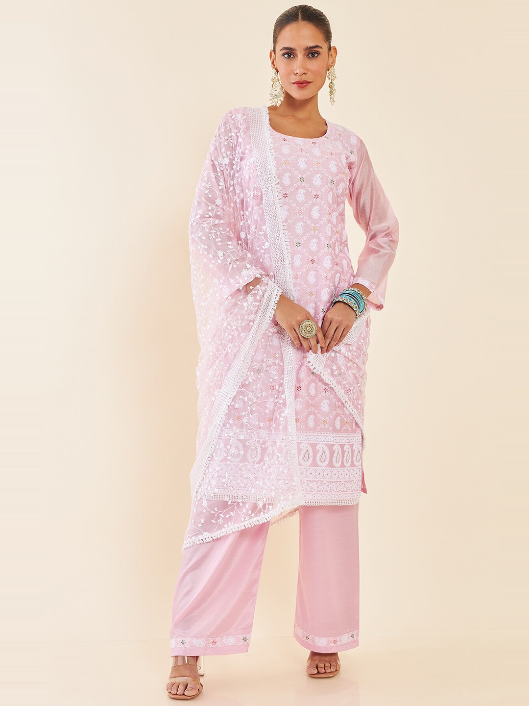 

Soch Pink & White Paisley Sequinned Embroidered Unstitched Dress Material