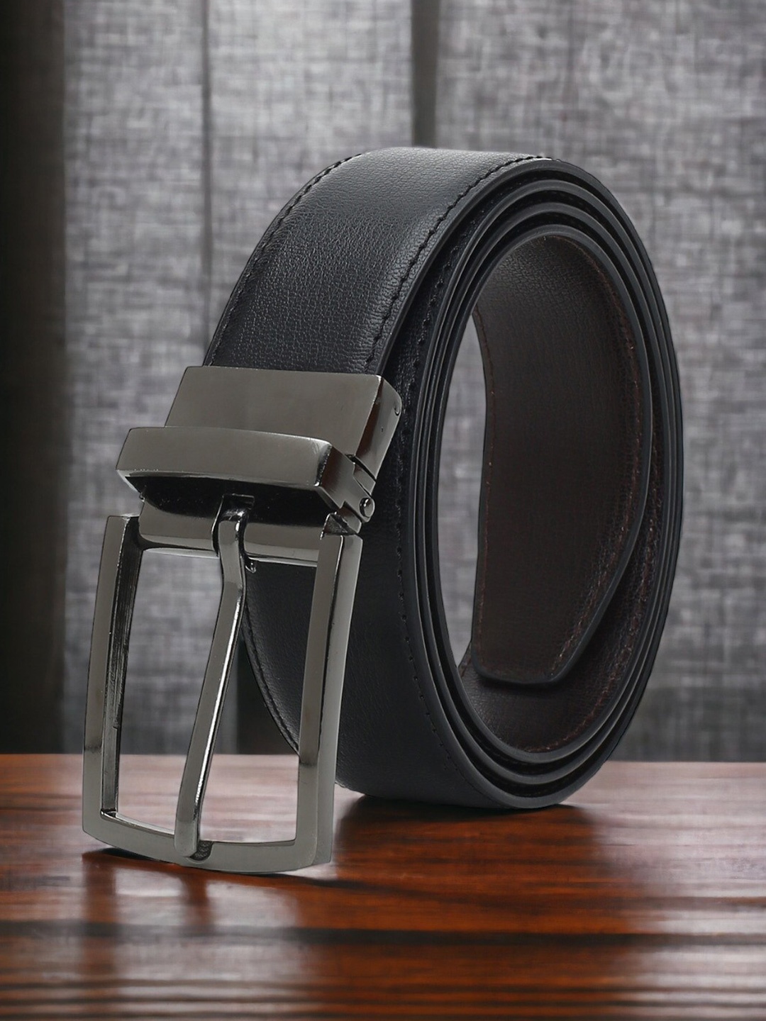 

CRUSSET Men Textured Reversible Formal Belt, Black