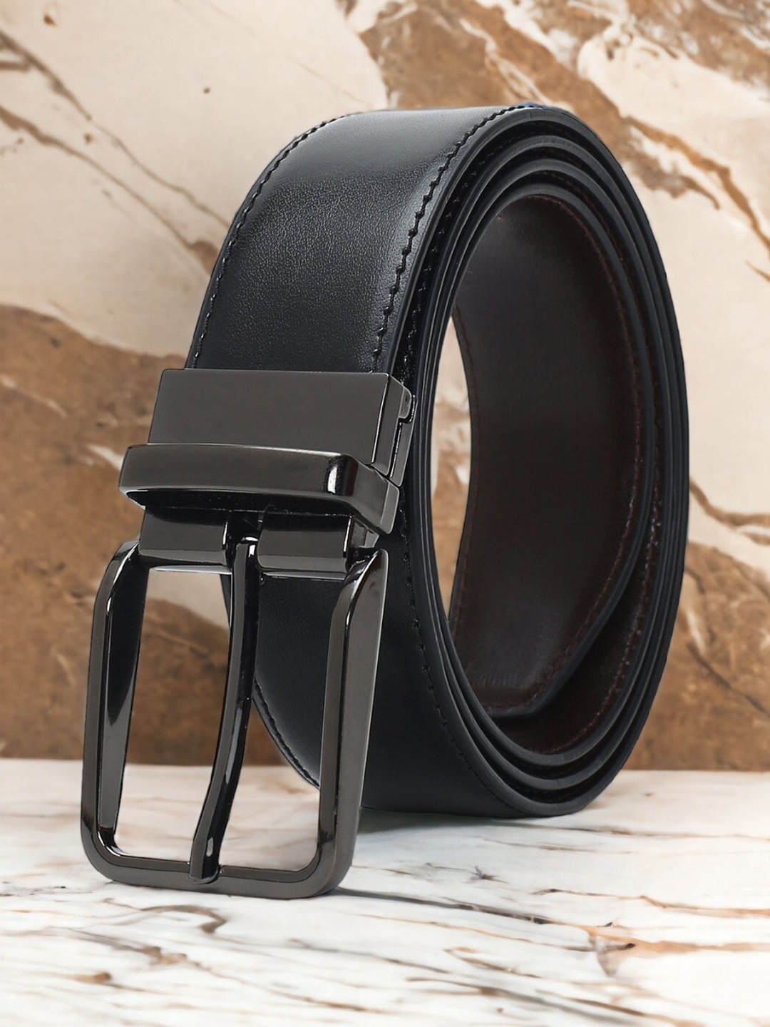 

CRUSSET Men Reversible Formal Belt, Black
