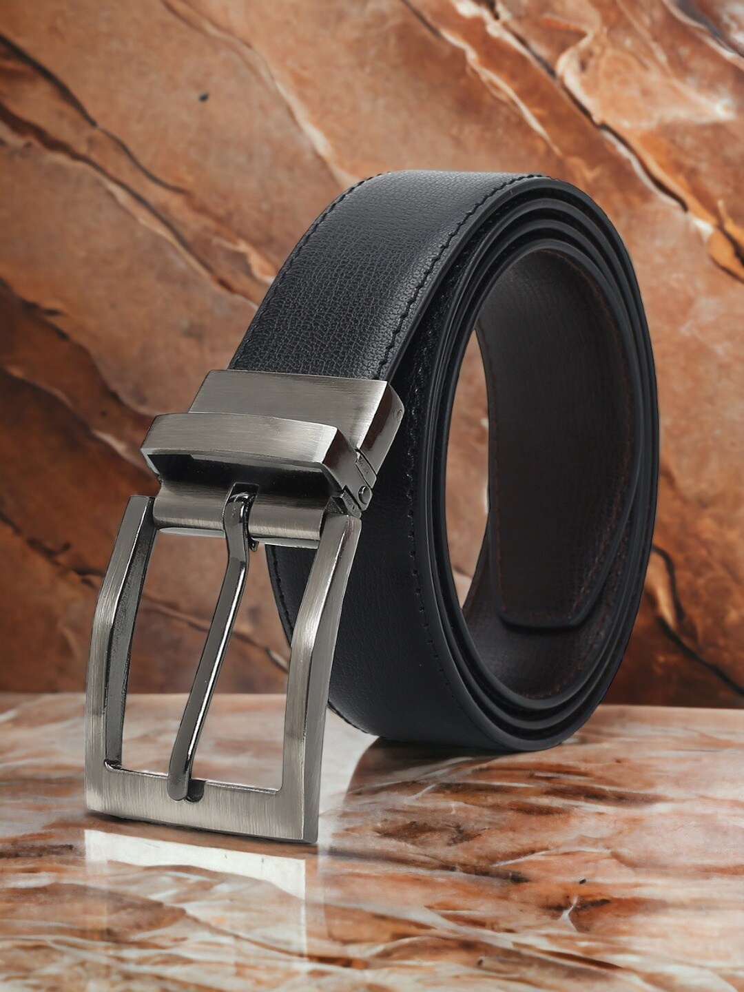 

CRUSSET Men Textured Reversible Formal Belt, Black