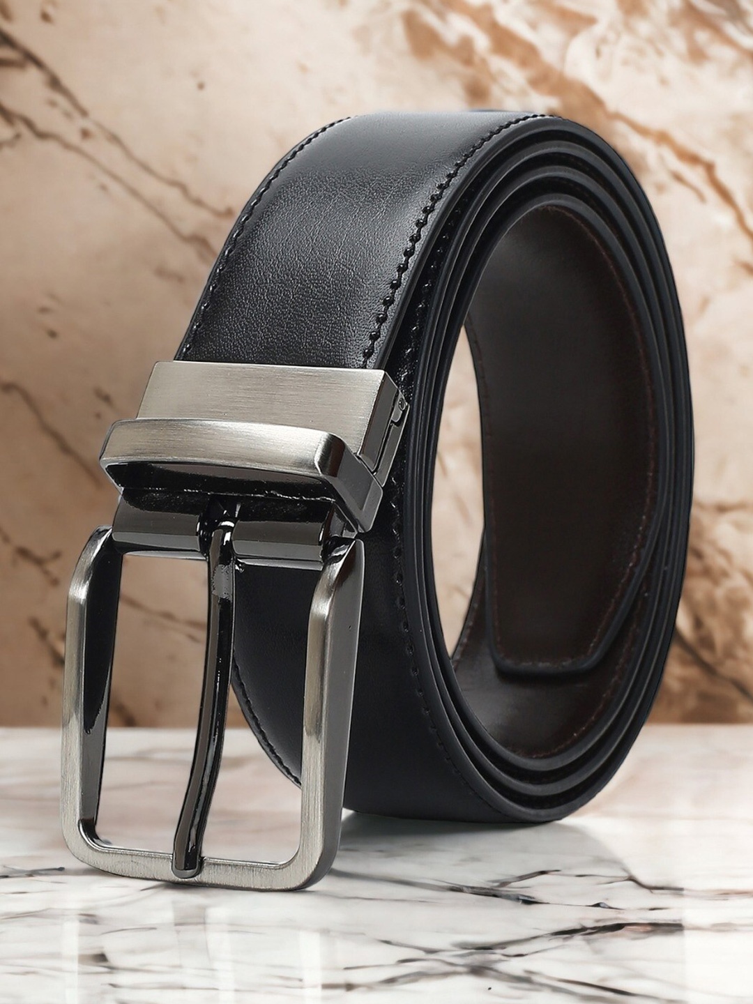 

CRUSSET Men Reversible Formal Belt, Black