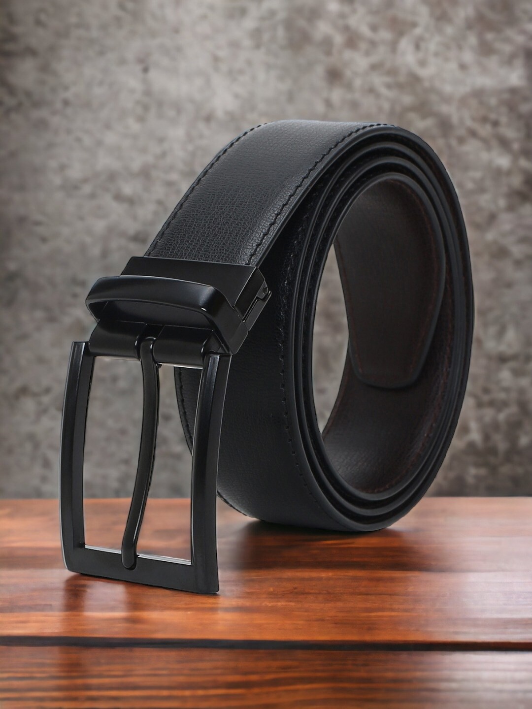 

CRUSSET Men Textured Reversible Formal Belt, Black