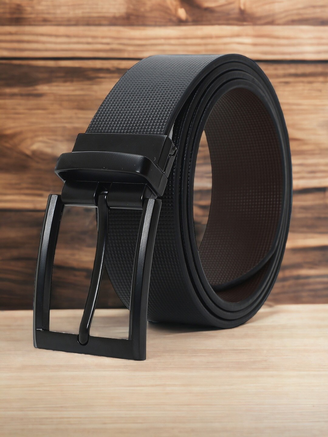 

CRUSSET Men Textured Leather Reversible Formal Belt, Black