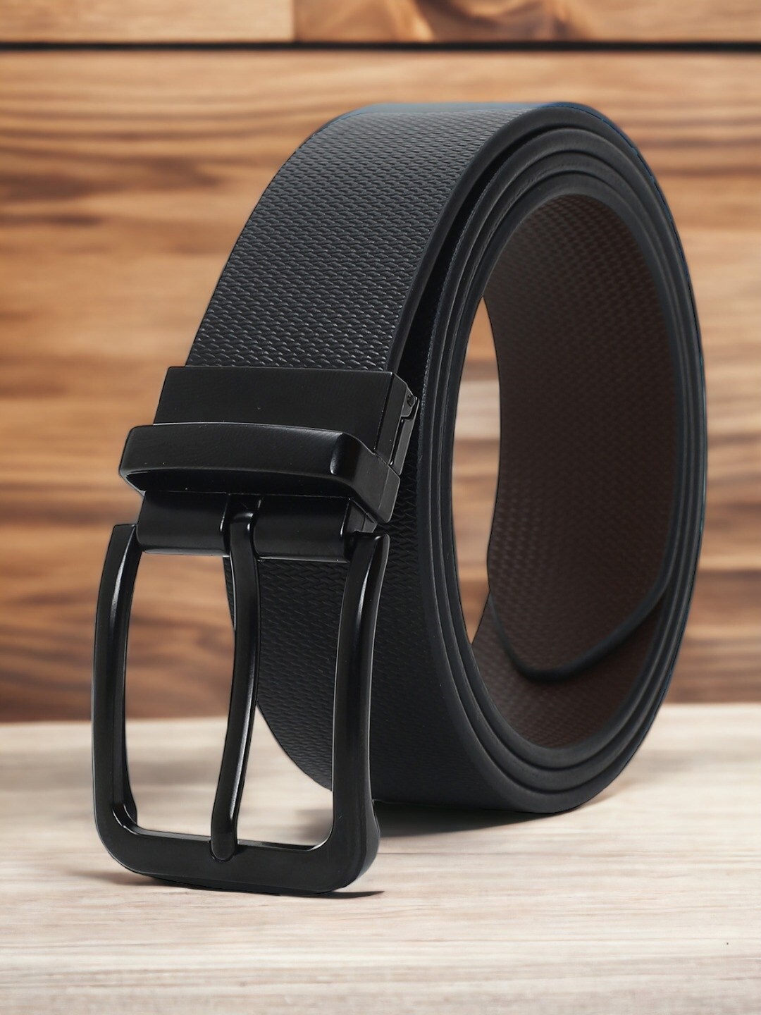 

CRUSSET Men Textured Leather Reversible Formal Belt, Black