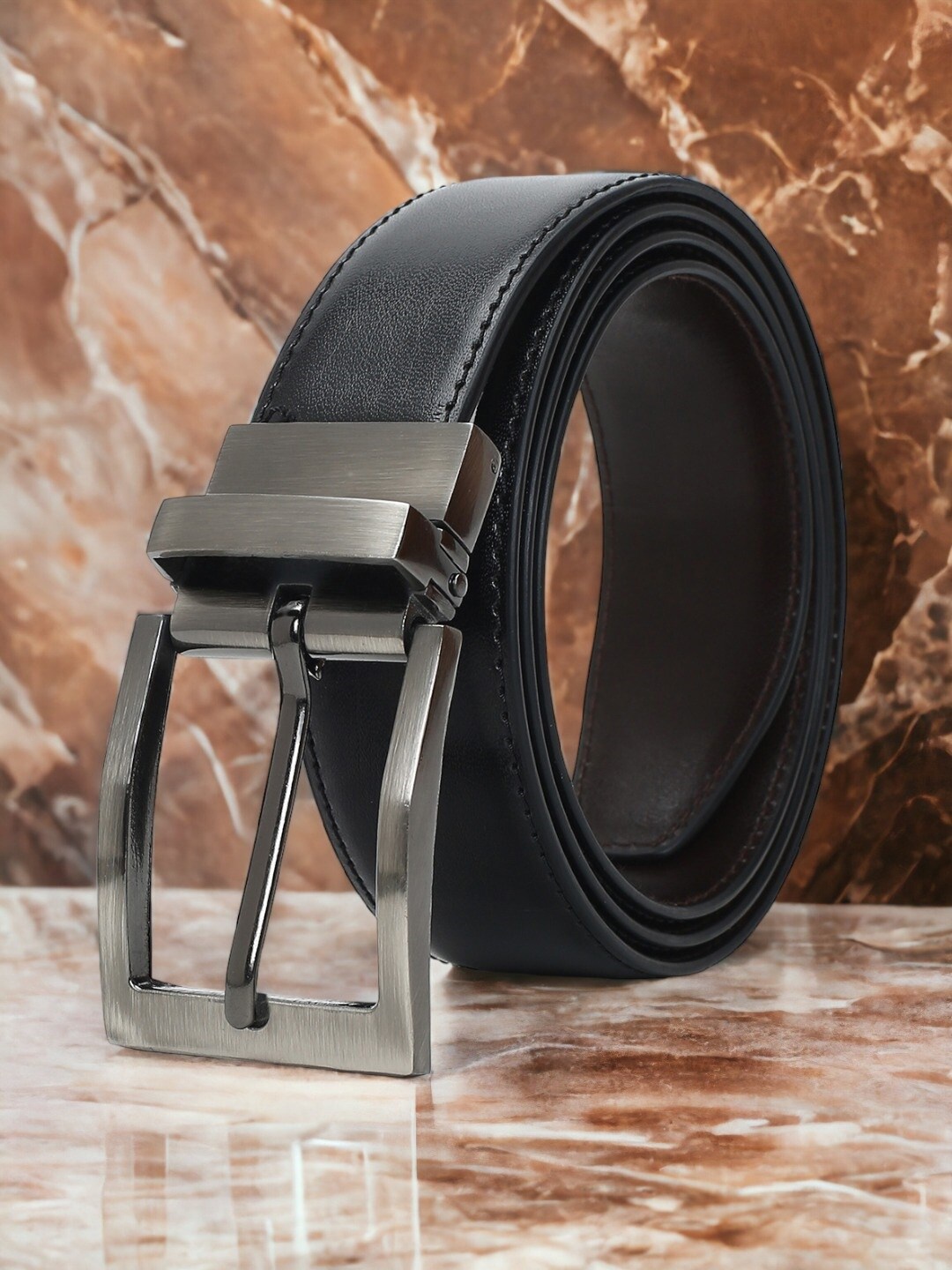 

CRUSSET Men Reversible Formal Belt, Black