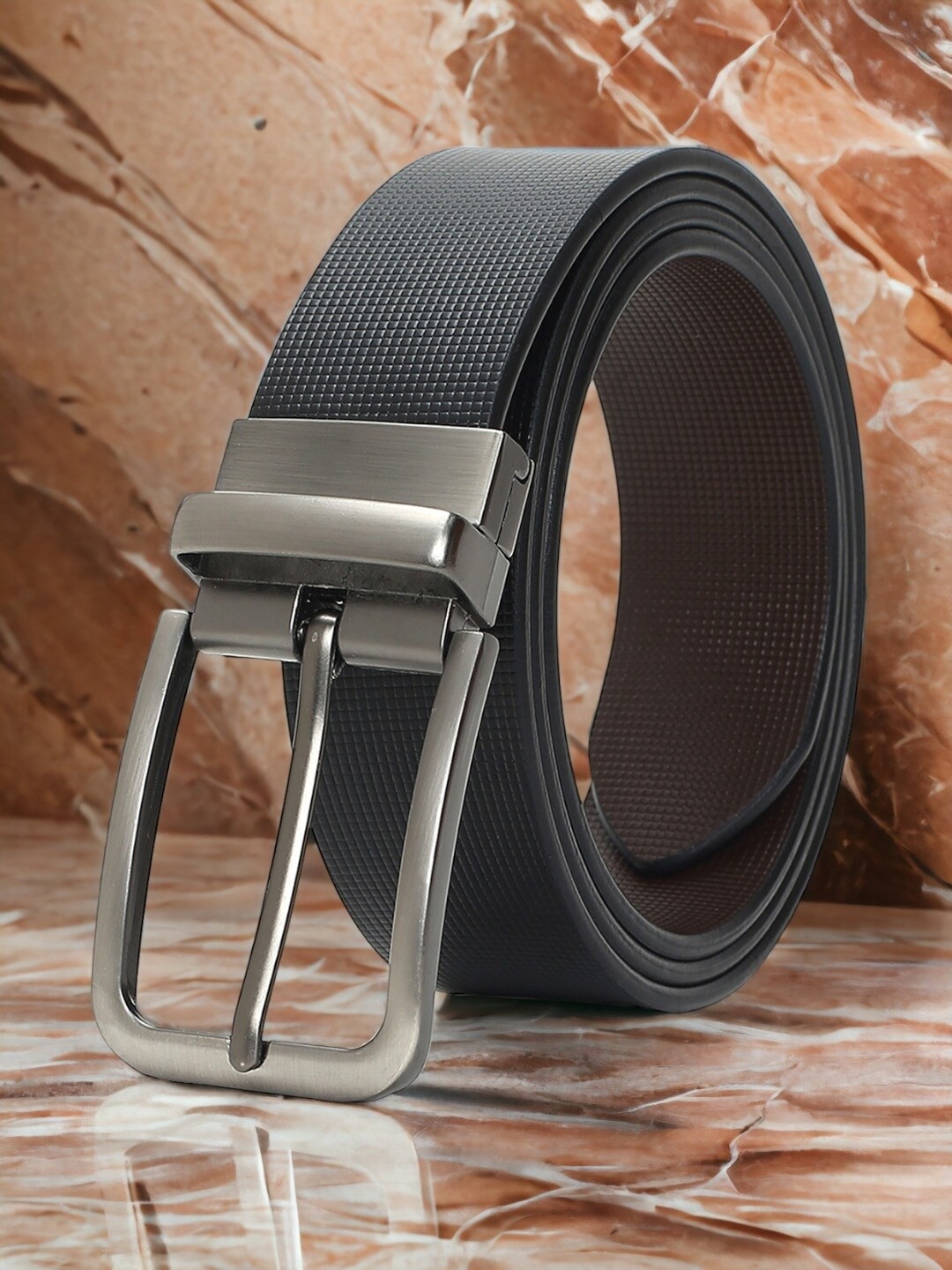

CRUSSET Men Leather Reversible Formal Belt, Black