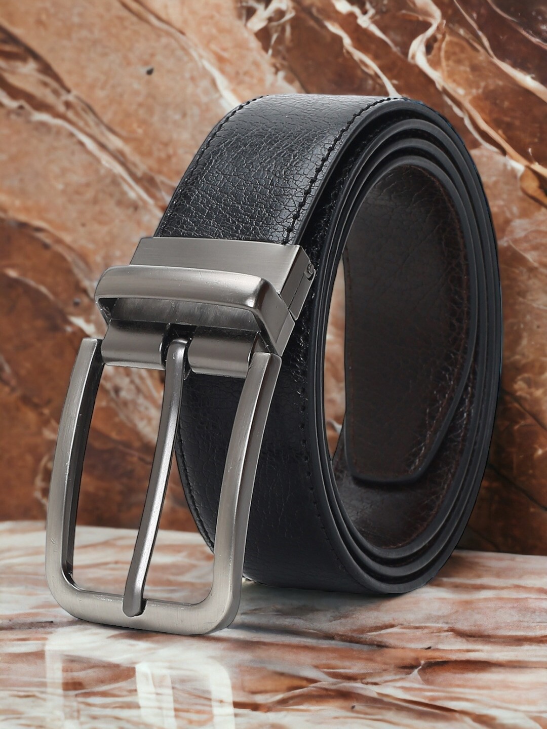 

CRUSSET Men Textured Reversible Formal Belt, Black