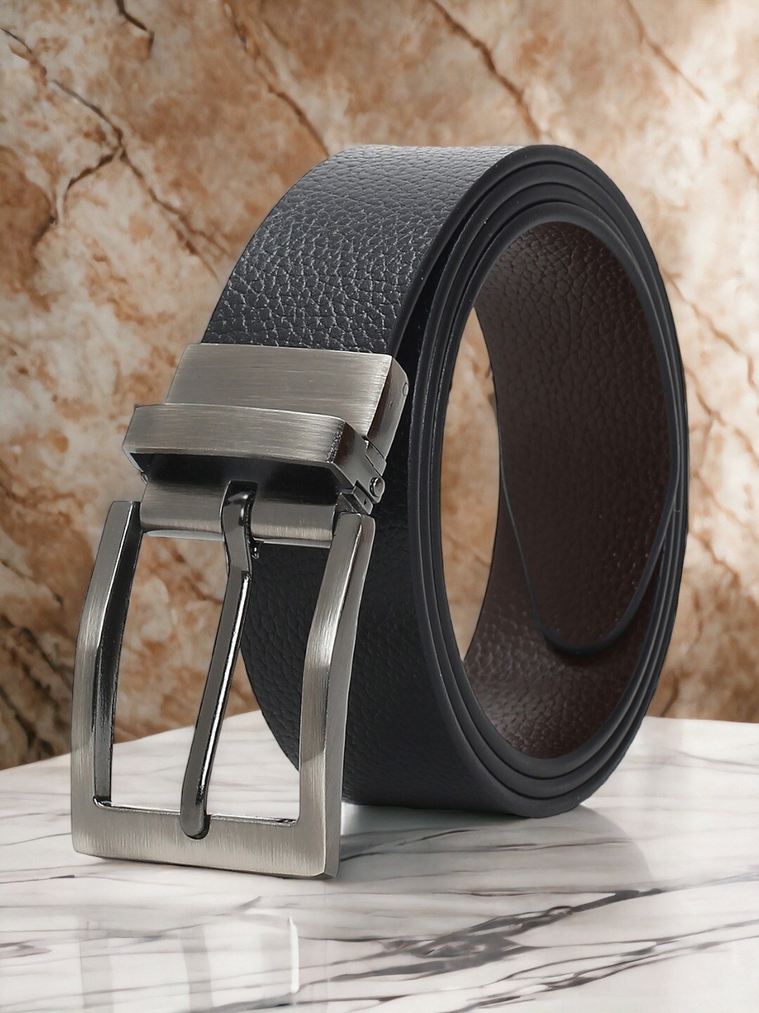 

CRUSSET Men Leather Reversible Formal Belt, Black